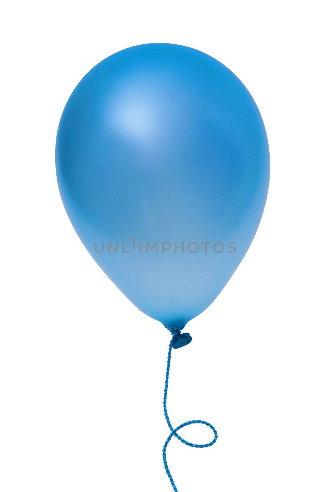 Blue  balloon with string isolated on white background (with clipping path)