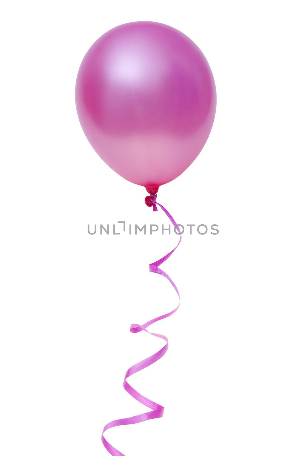 Pink balloon with ribbon isolated on white background (with clipping path)