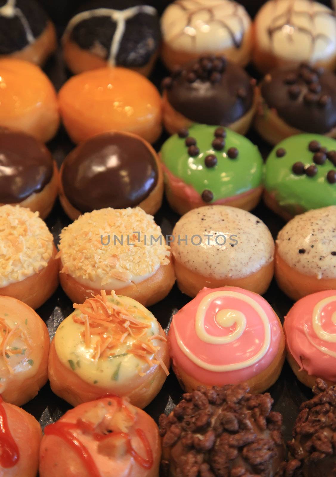Assorted Donuts Variety in Dessert Store Shop