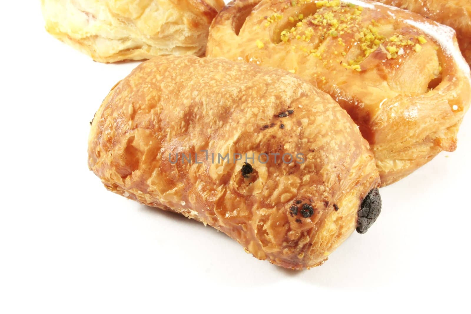 Assorted Danish Pastries Isolated on a White Background