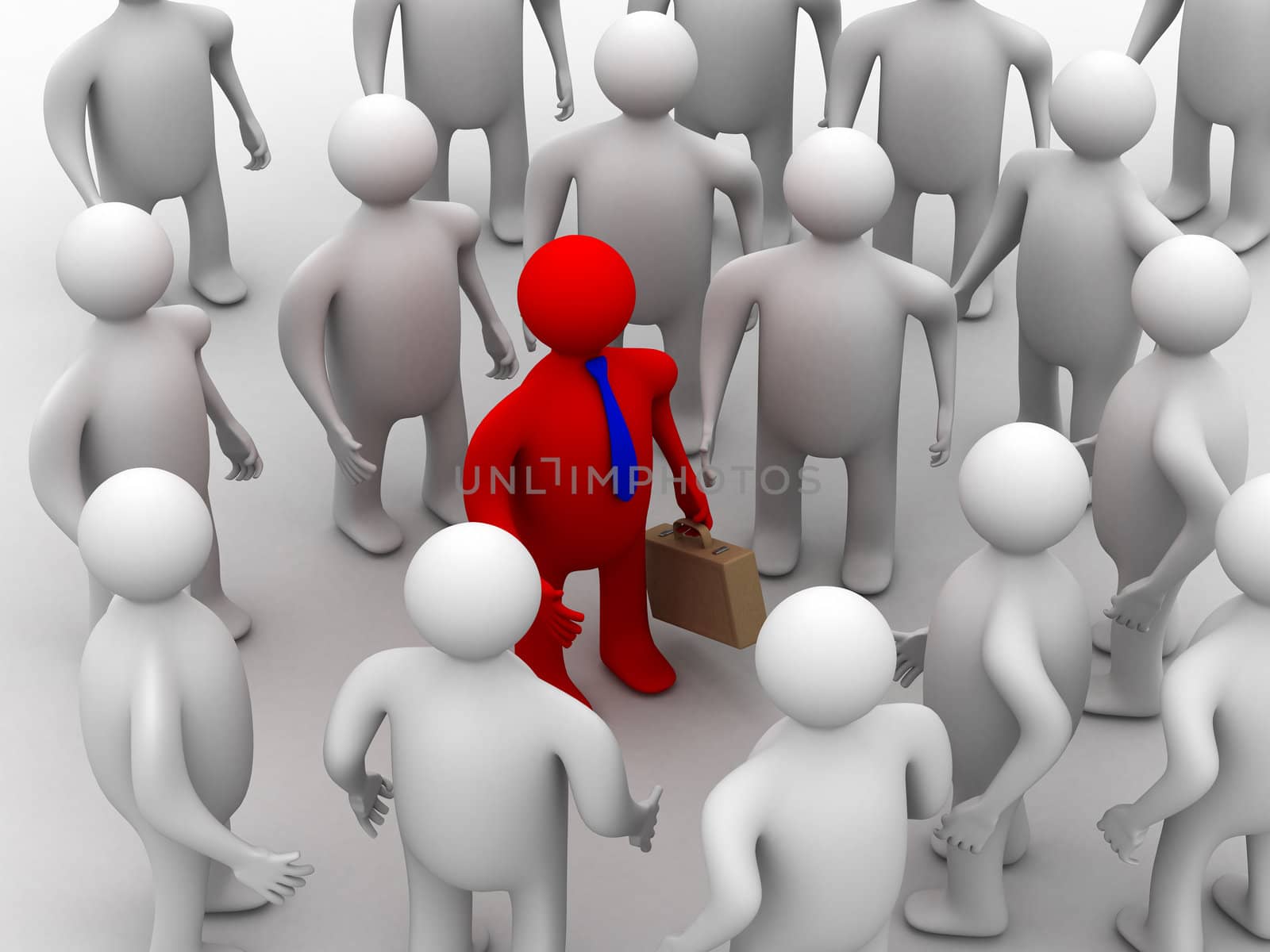 Conceptual image of teamwork. 3D image.