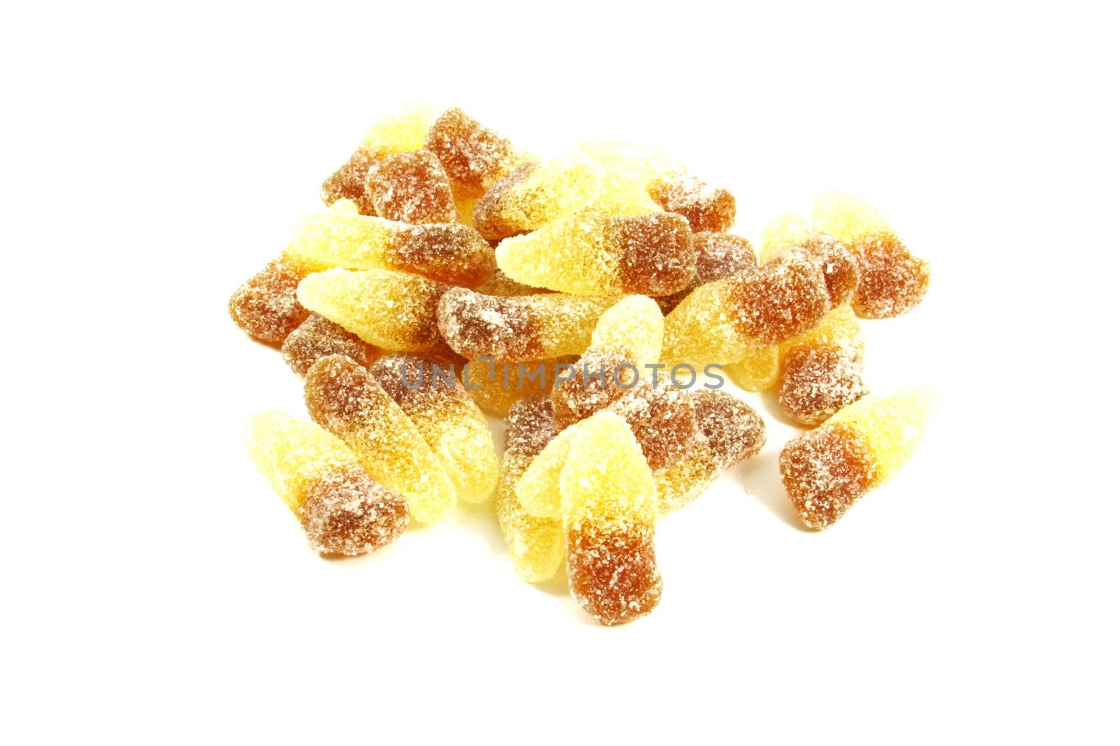 Cola Candy Gummies Isolated on a White Background