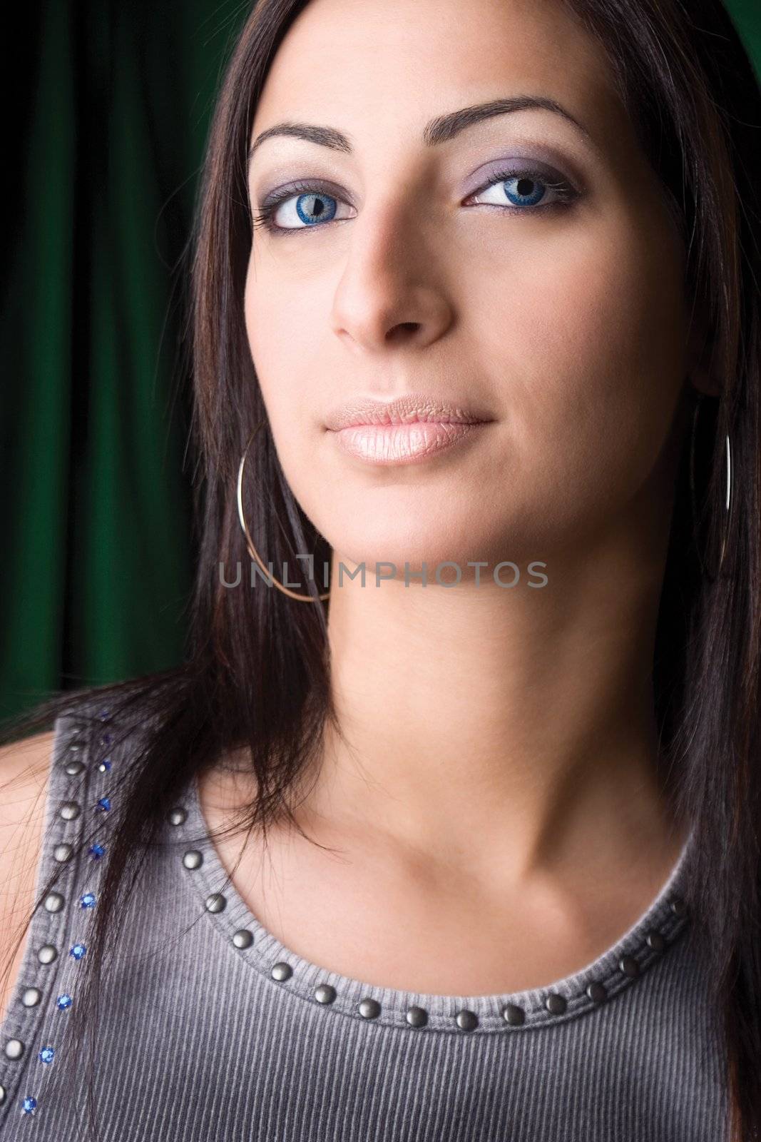 Head shot portrait of a twenty something fashion model