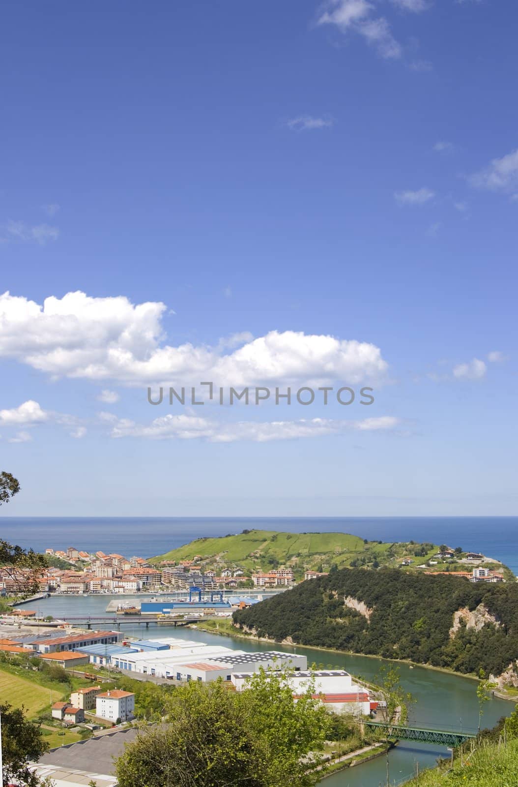 background image of a river in a spanish village in the summer. vacation destination