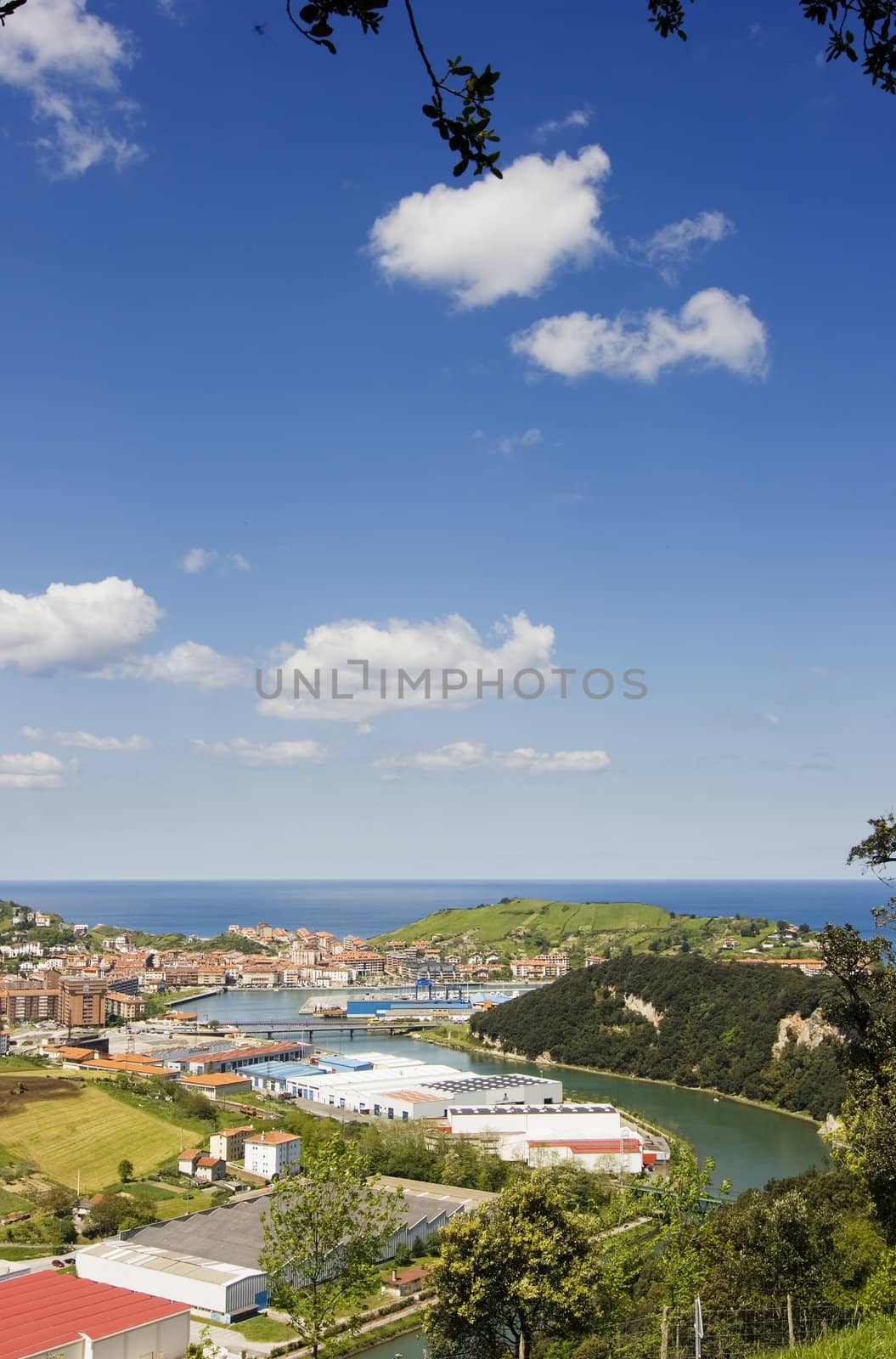 background image of a river in a spanish village in the summer. vacation destination