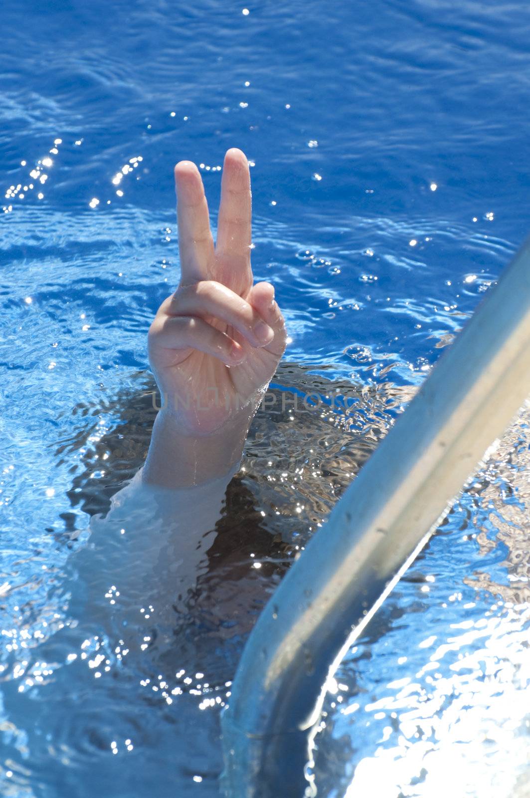 Picture of a boy on a swimming pool