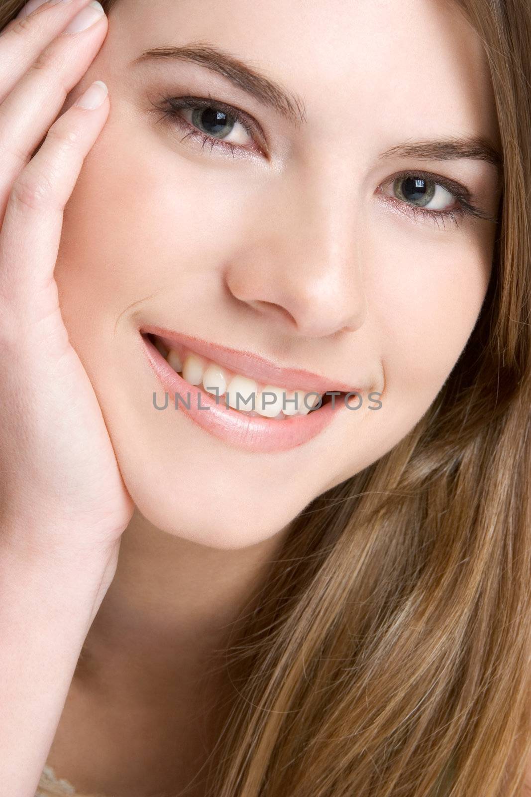 Beautiful closeup smiling girl portrait