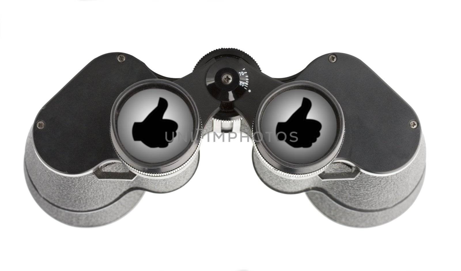 close up of a binoculars tool isolated over a white background