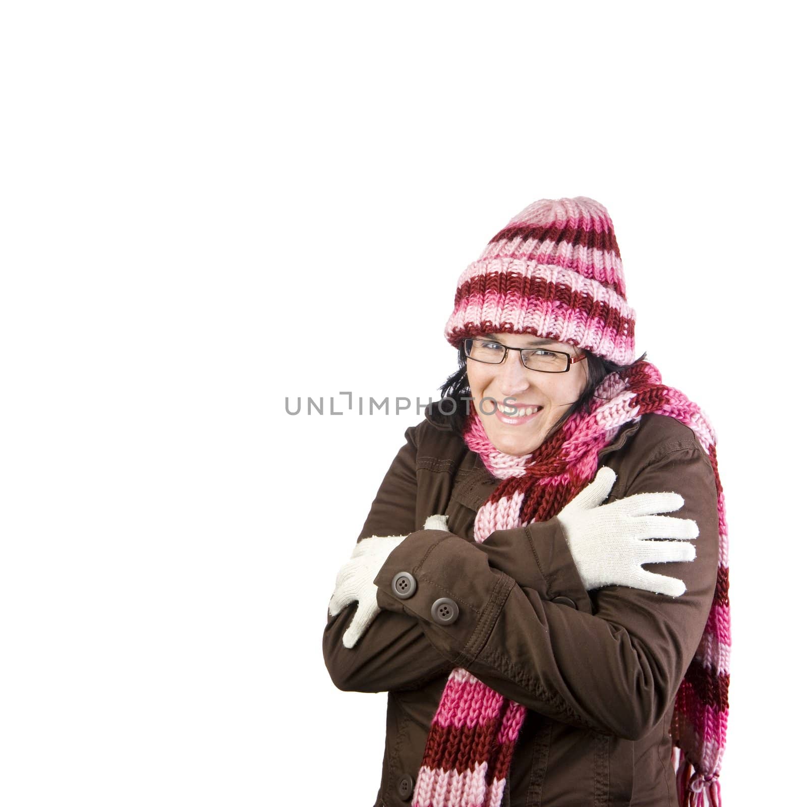 christmas girl shaking and rubbing because of winter