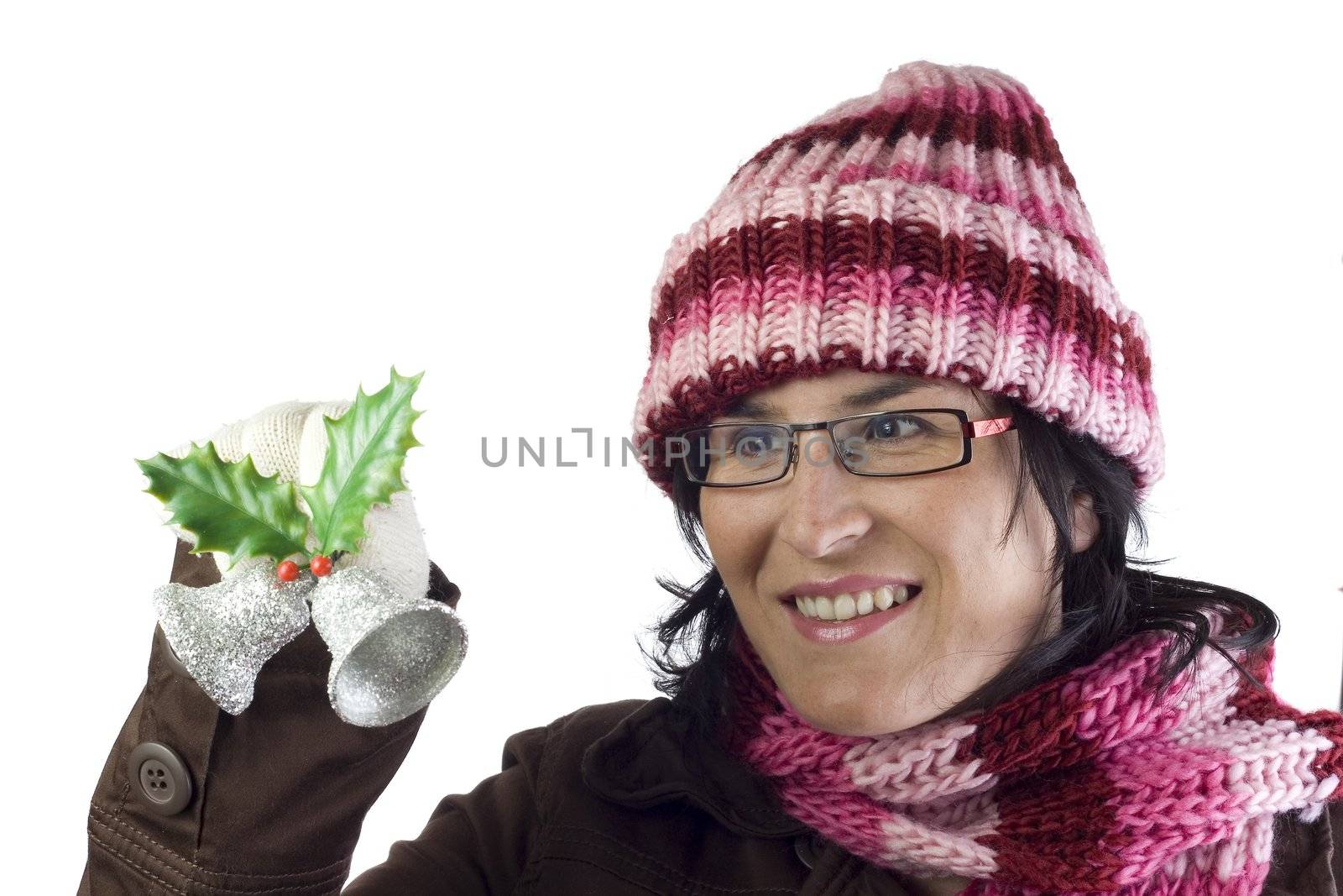 christmas woman holding some beautiful xmas ornaments