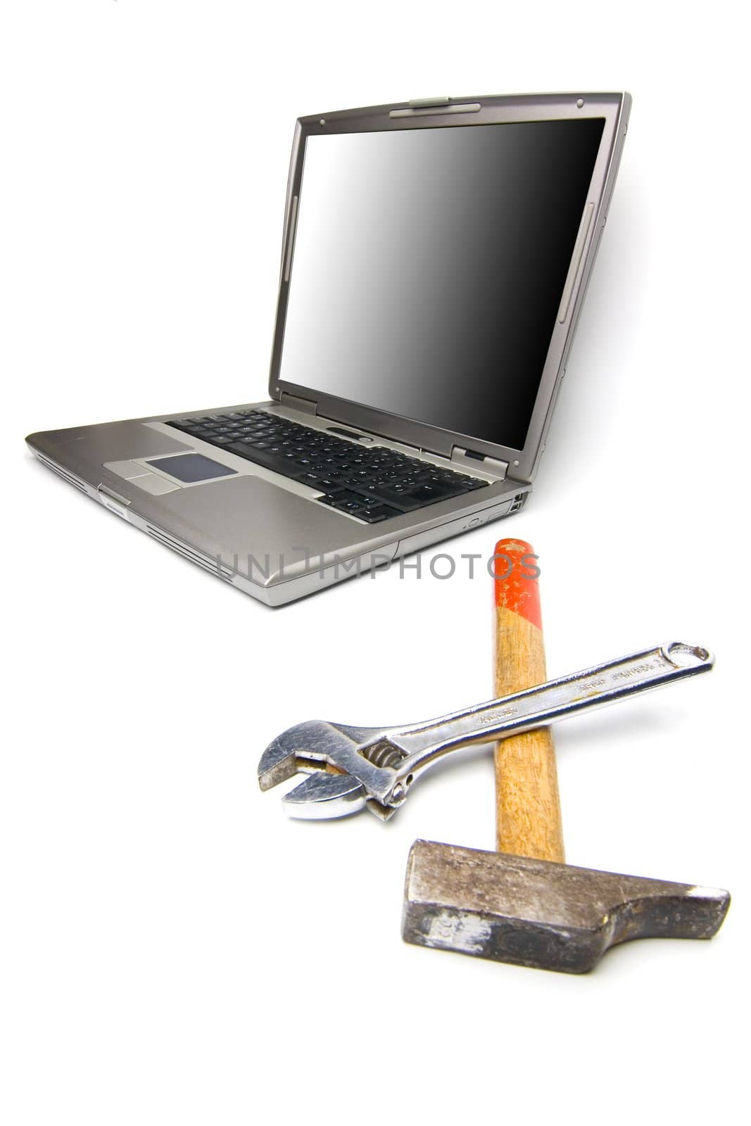 conceptual technology and help. Computer and tools.