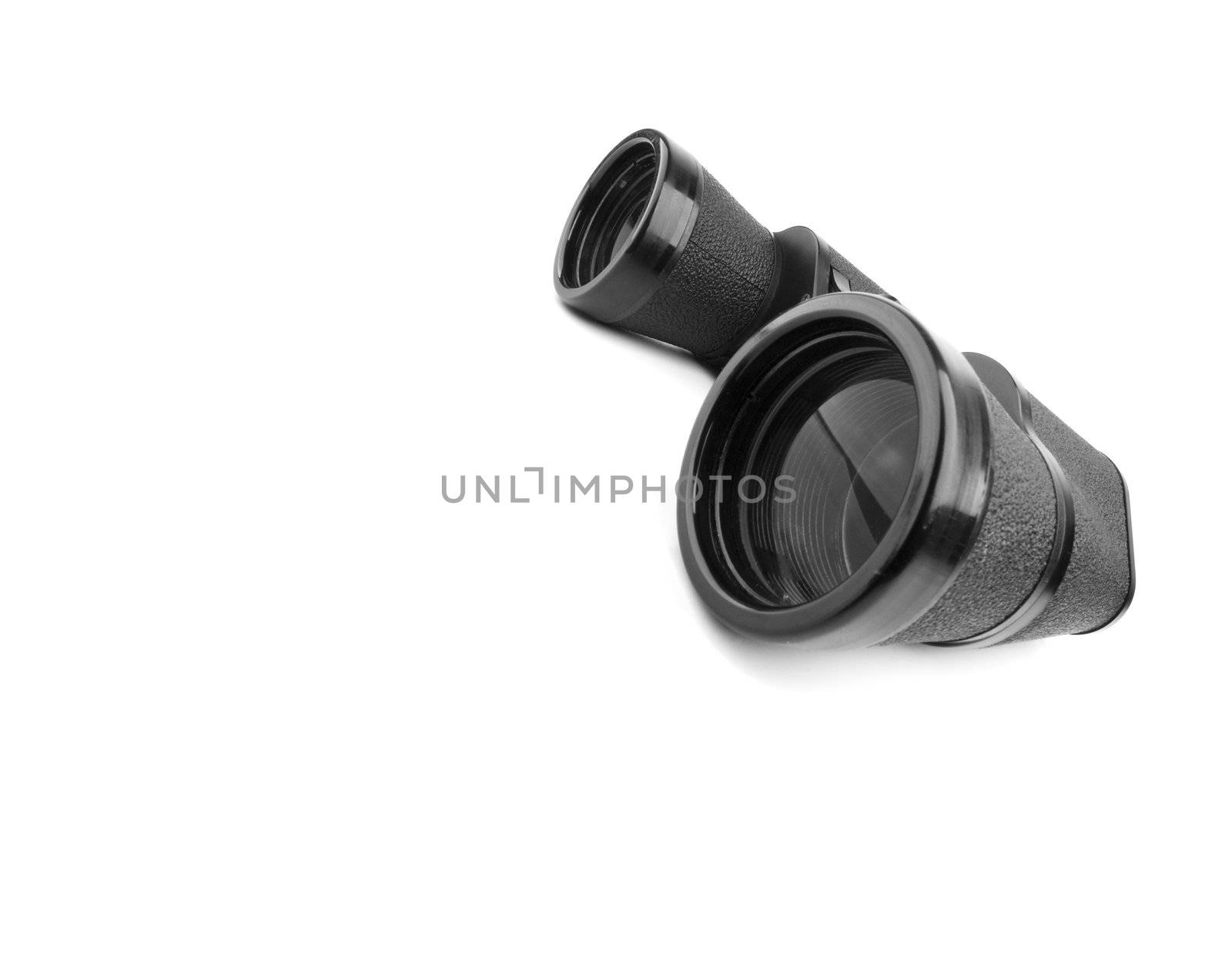 close up of a binoculars tool isolated over a white background