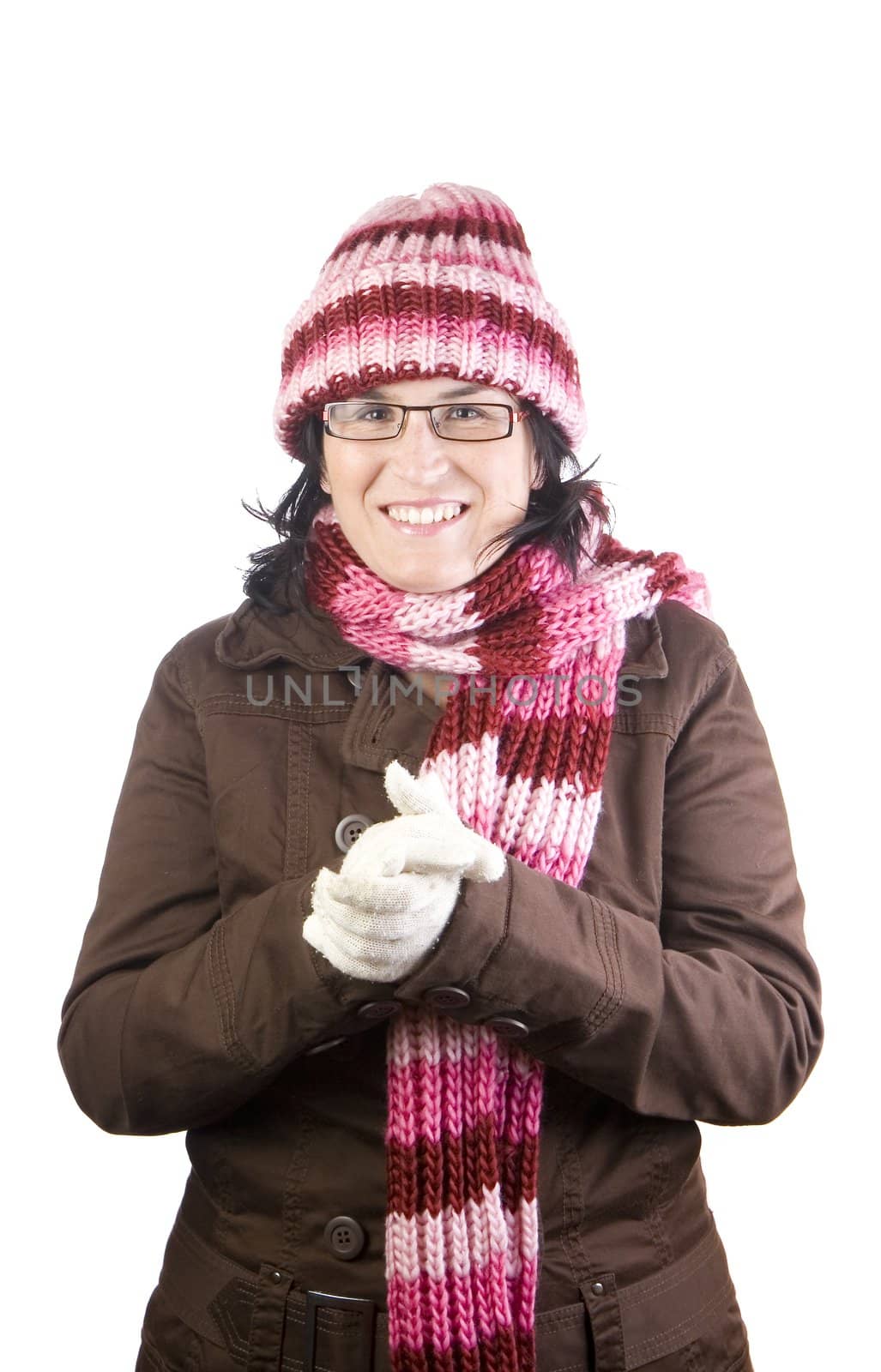 christmas girl shaking and rubbing because of winter