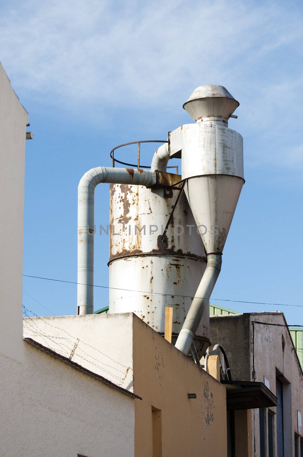 Picture of an industry landscape with great clouds and materials