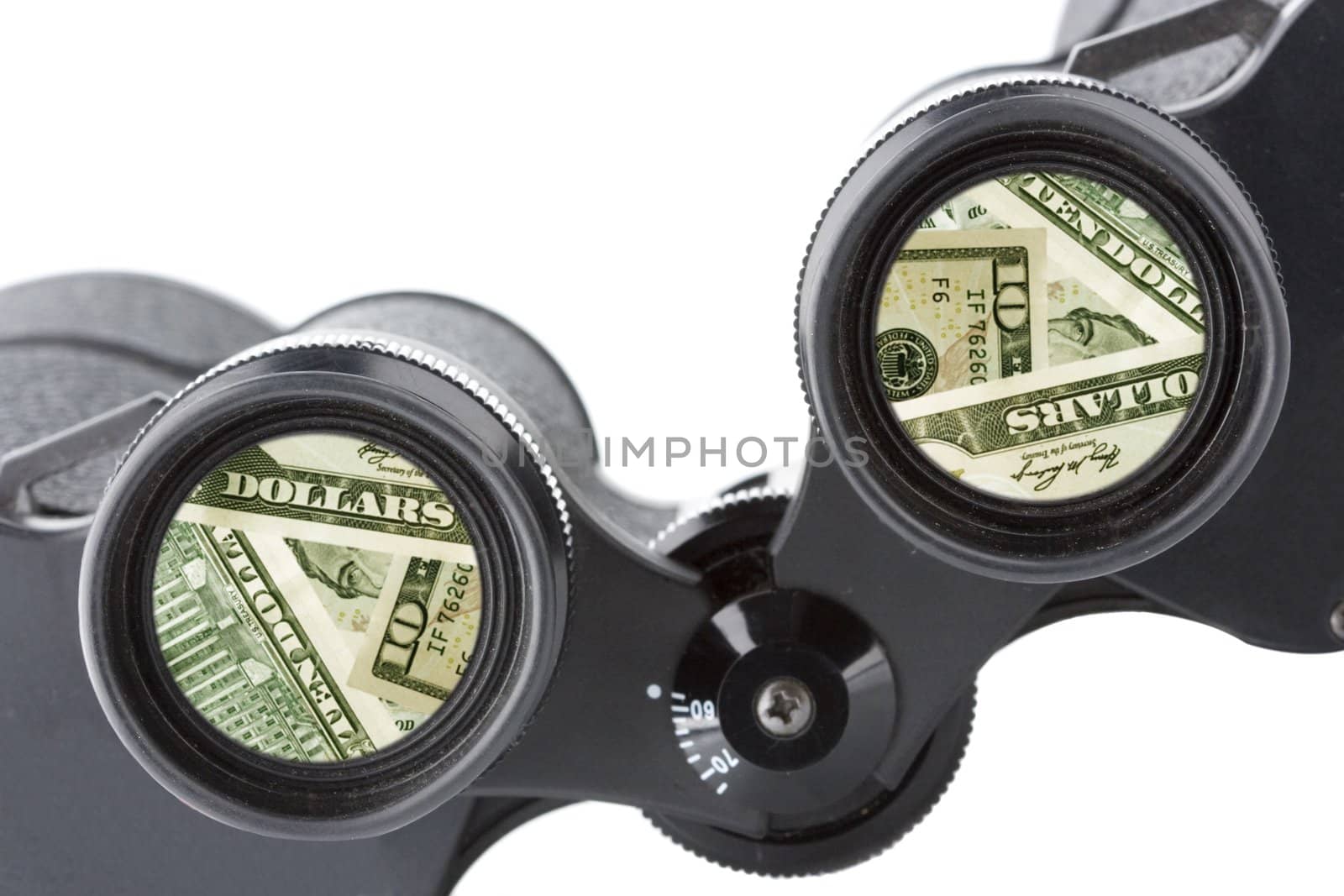 isolated binoculars with money by Trebuchet