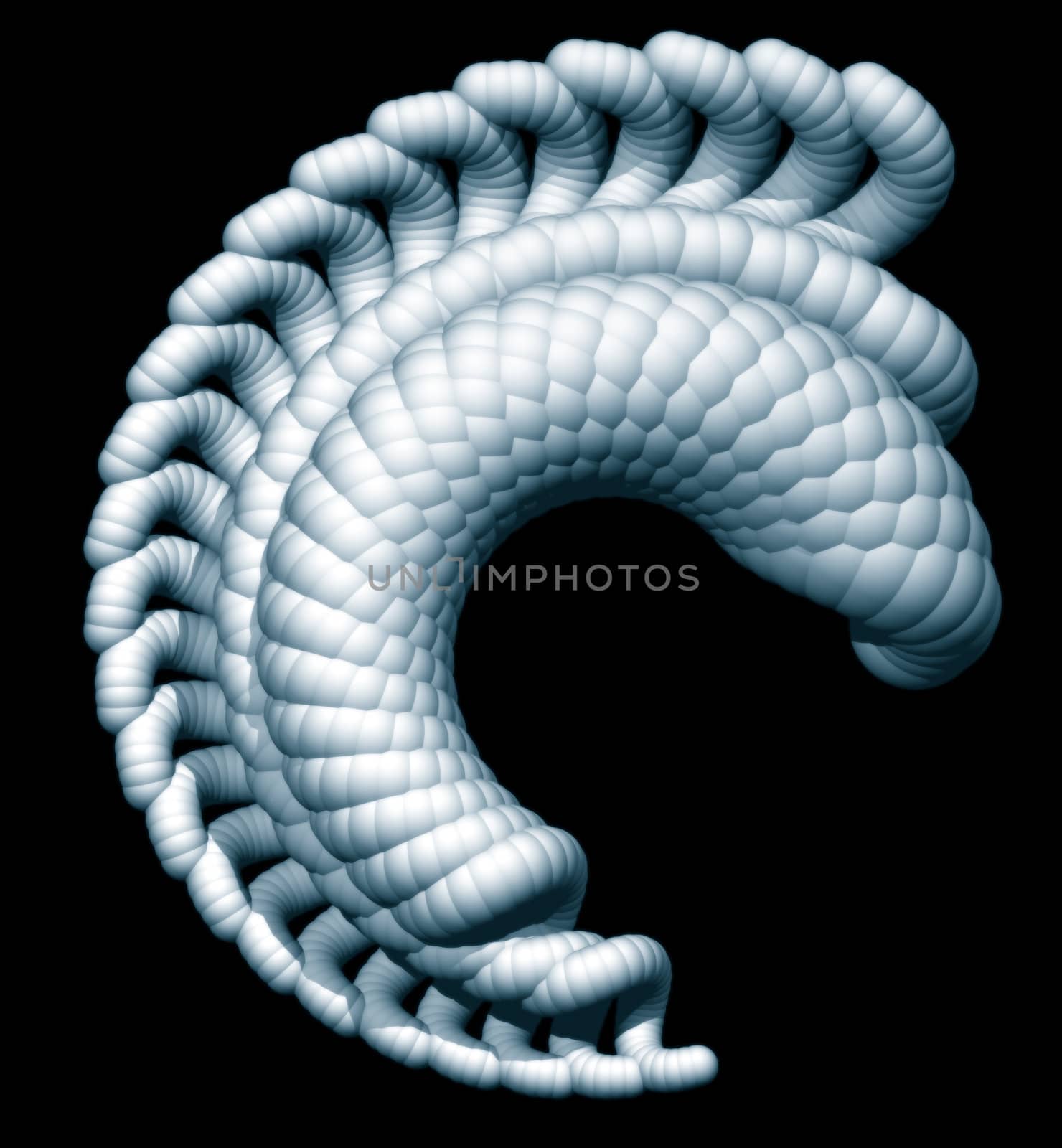 Abstract organic form on black background - 3d illustration