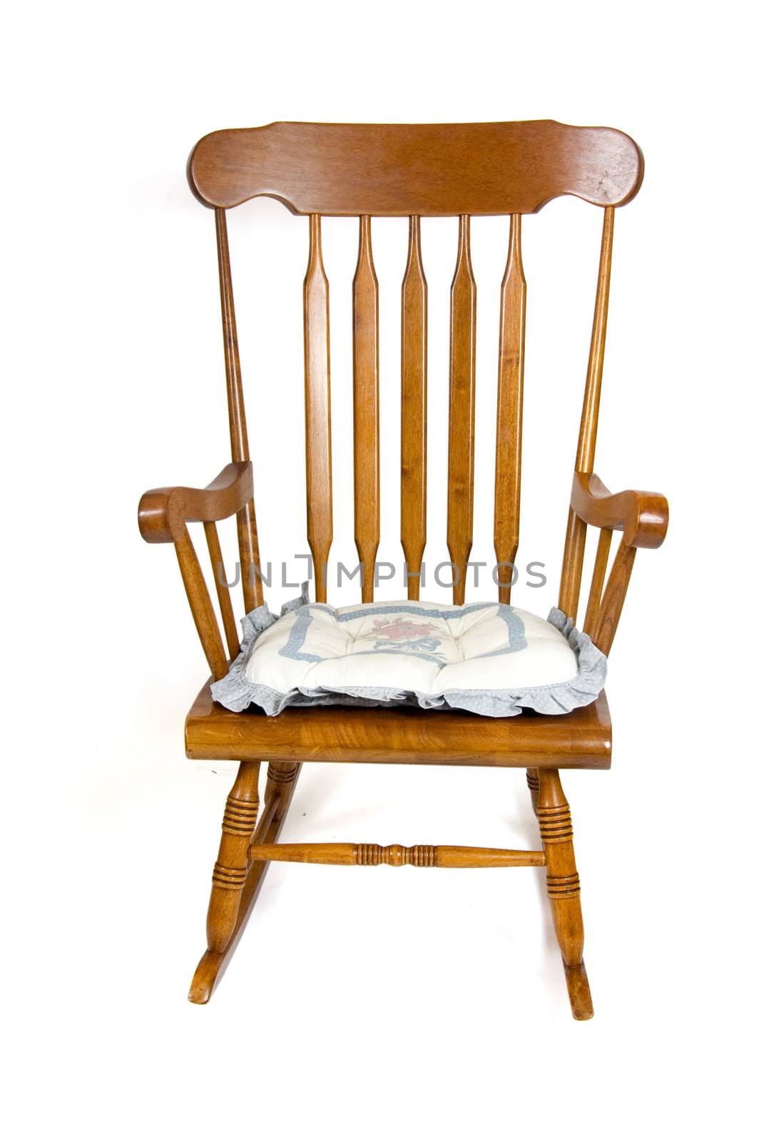 brown rocking chair isolated on white