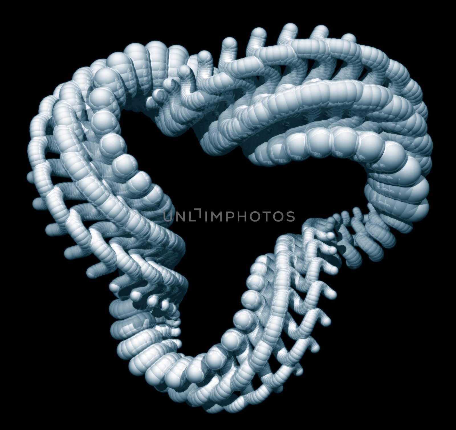 Abstract organic form on black background - 3d illustration
