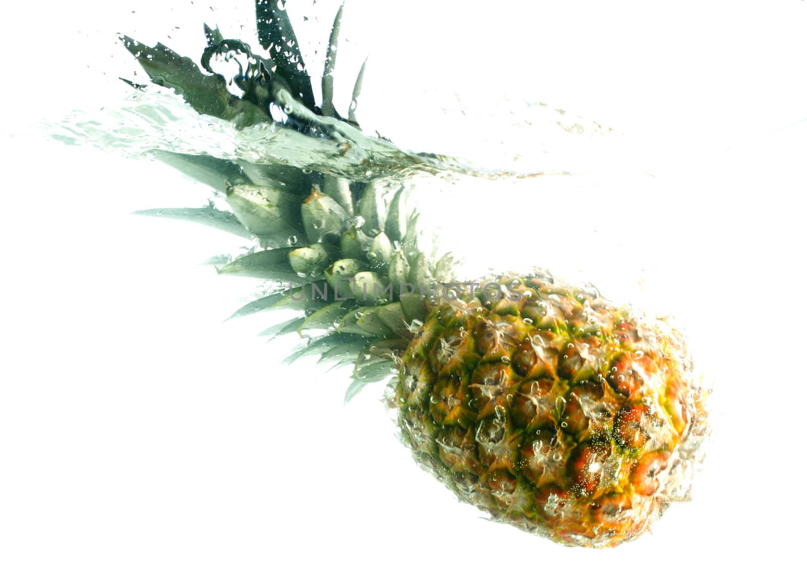 pineapple falling in water by Alekcey