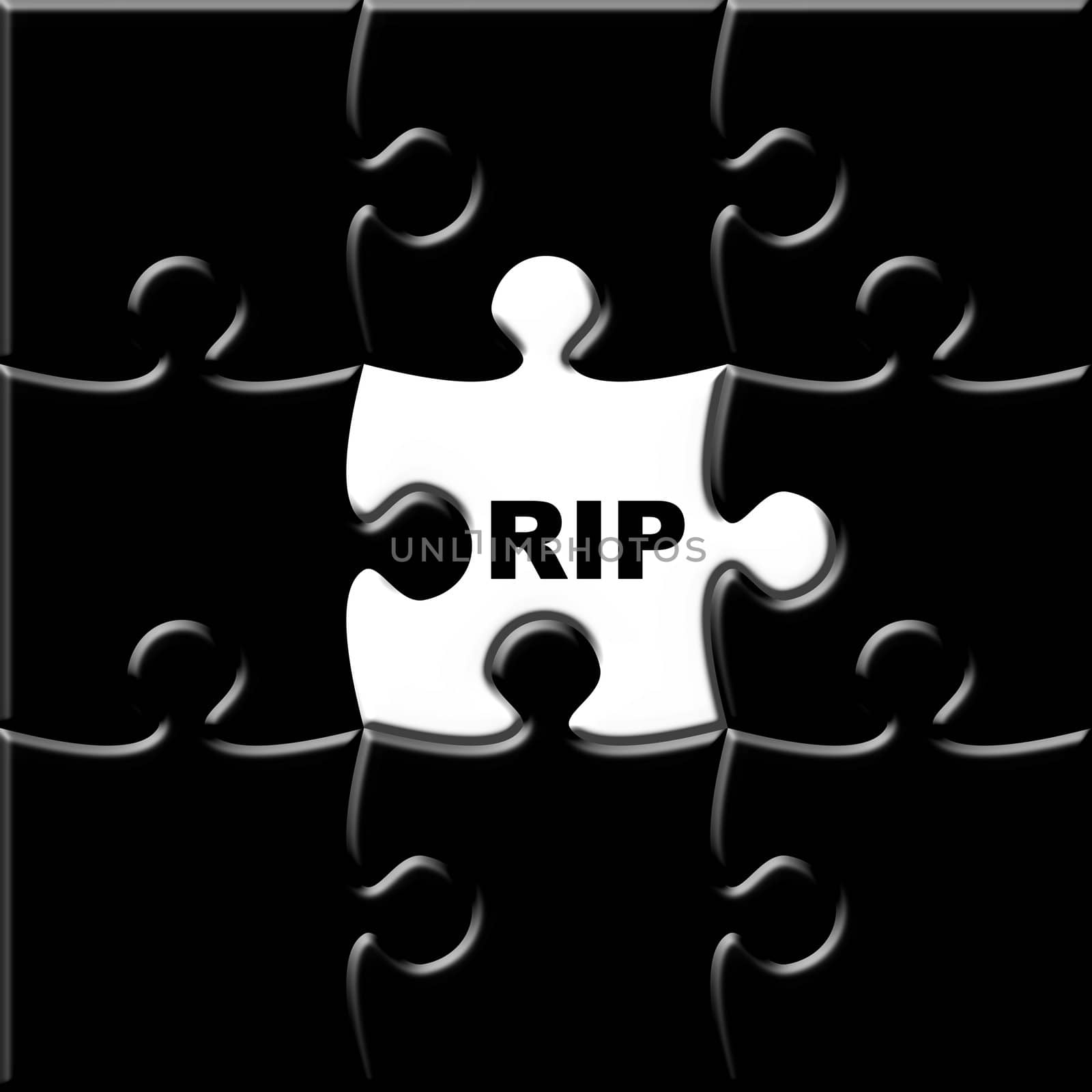 Black puzzle with missing piece representing the deceased