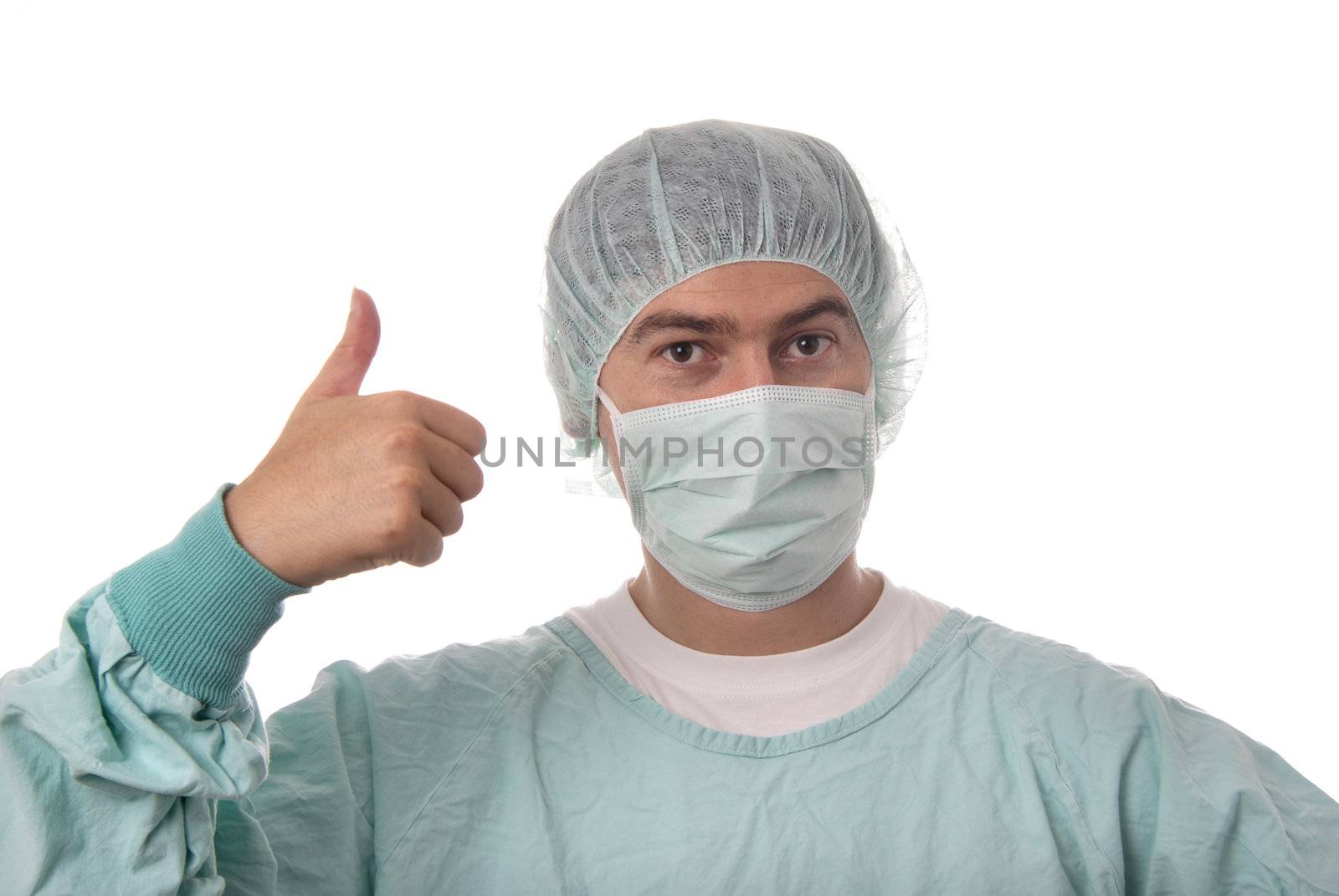 young male nurse, isolated on white background