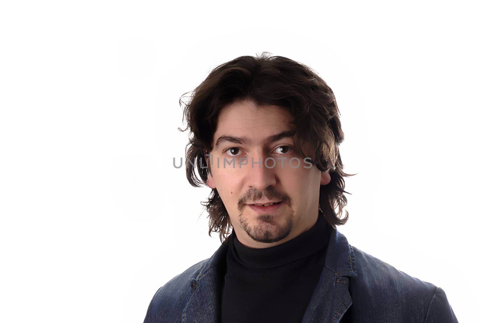 young casual man portrait in white background