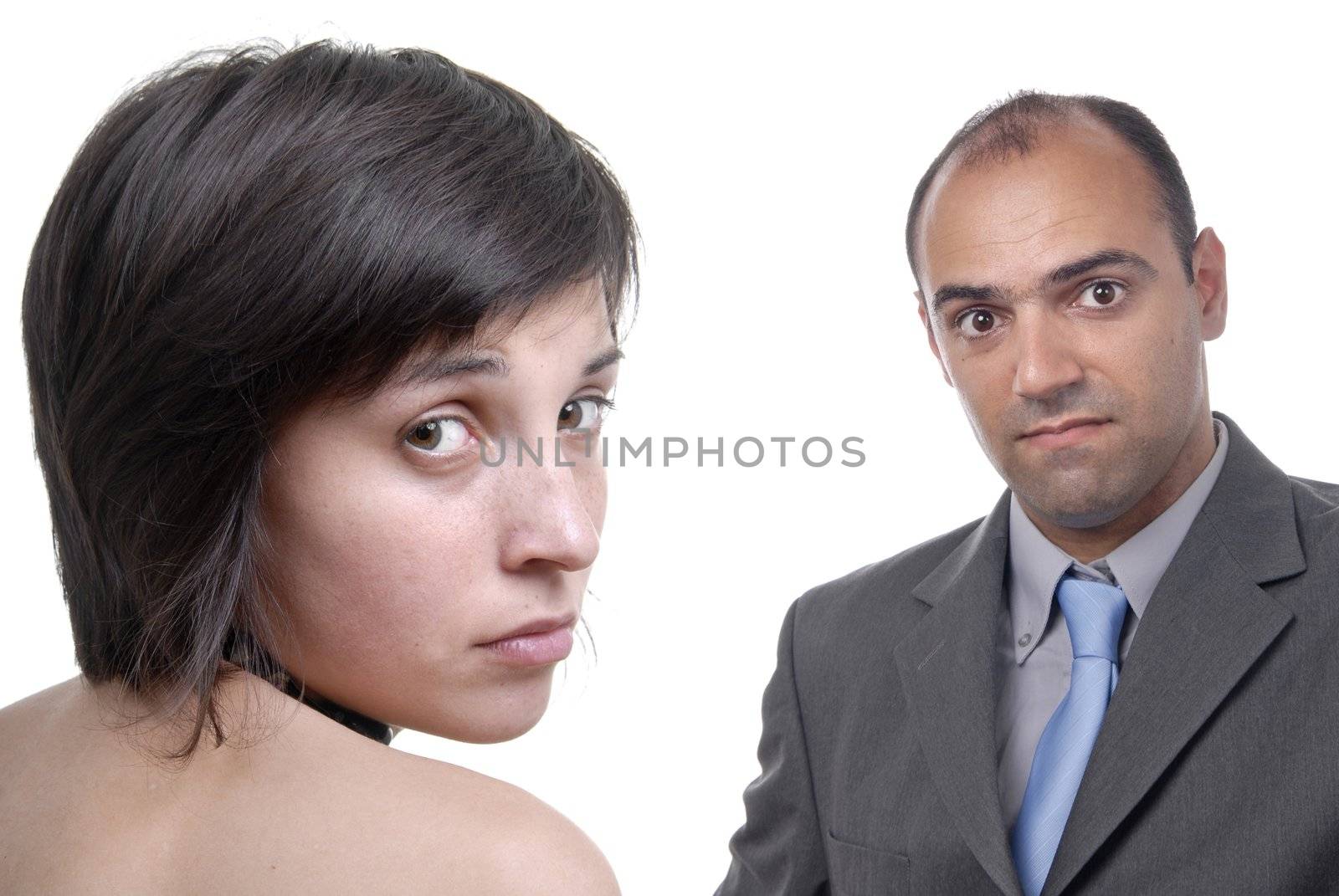 young business couple isolated on white background