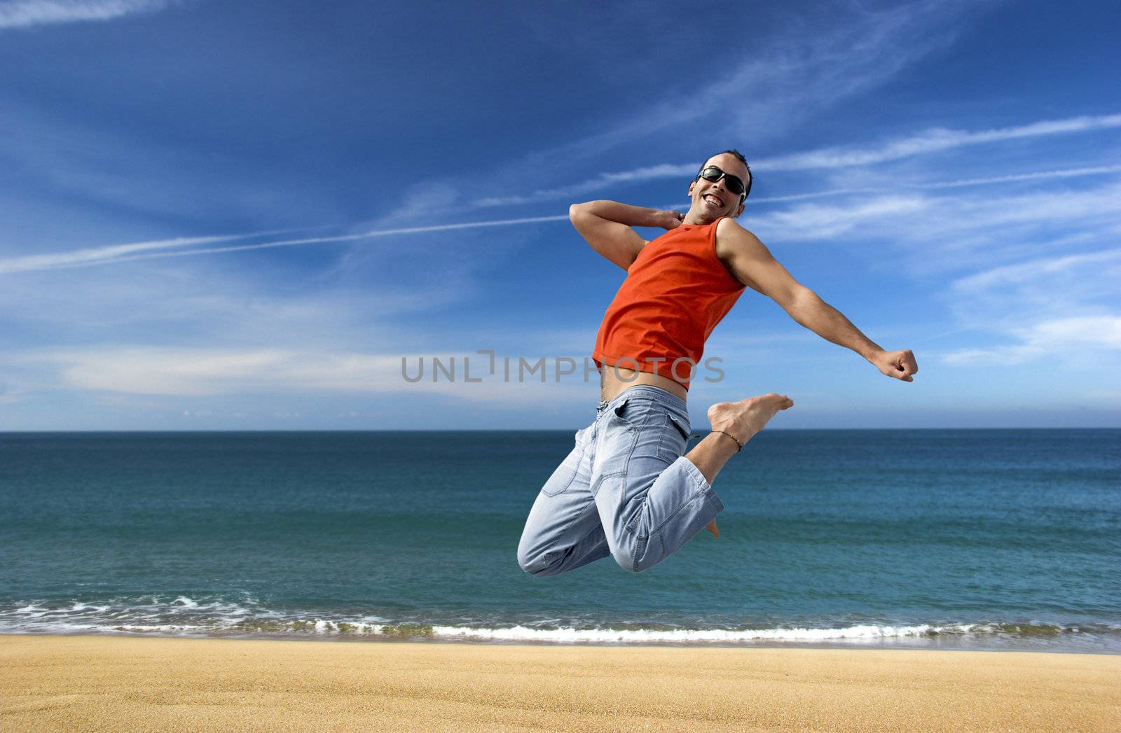 Jumping on the beach by Iko