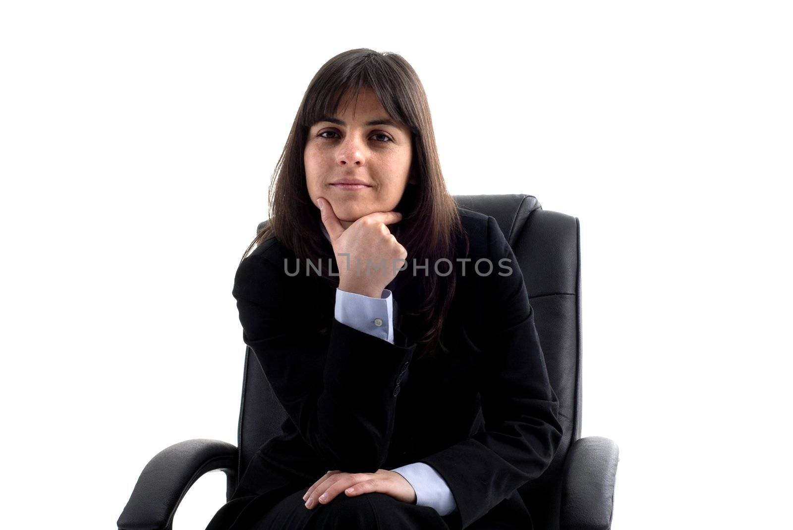 young business woman portrait in white background