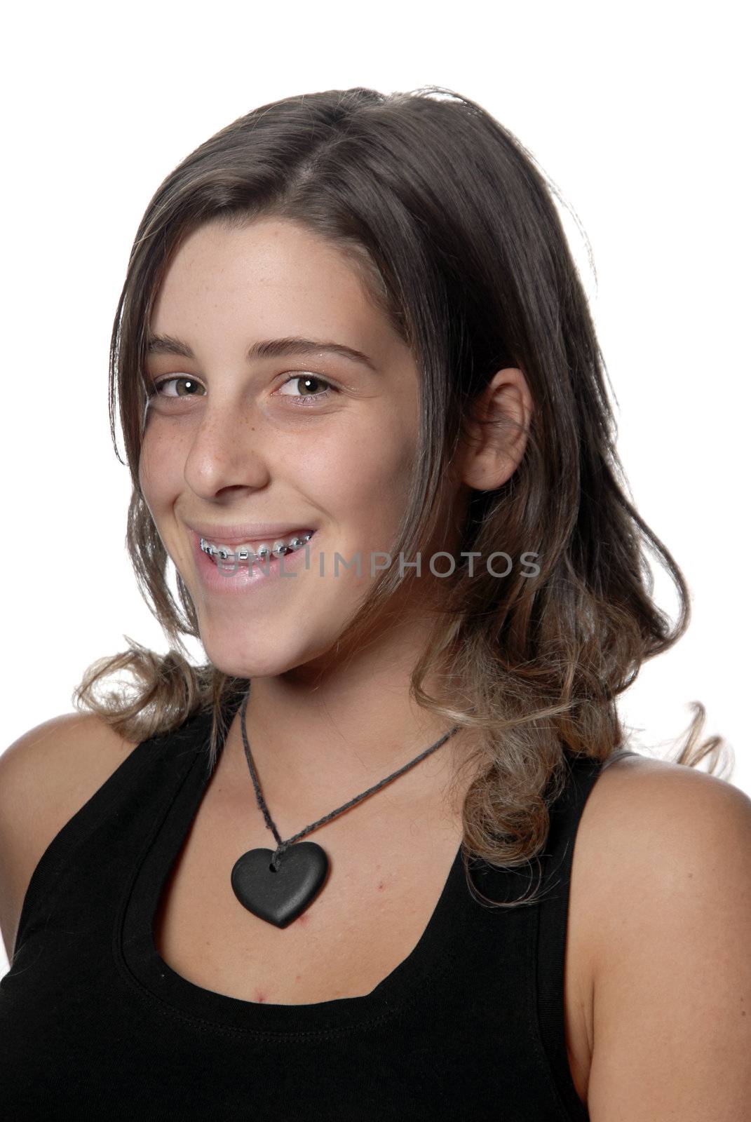 young attractive woman smiling, over white background