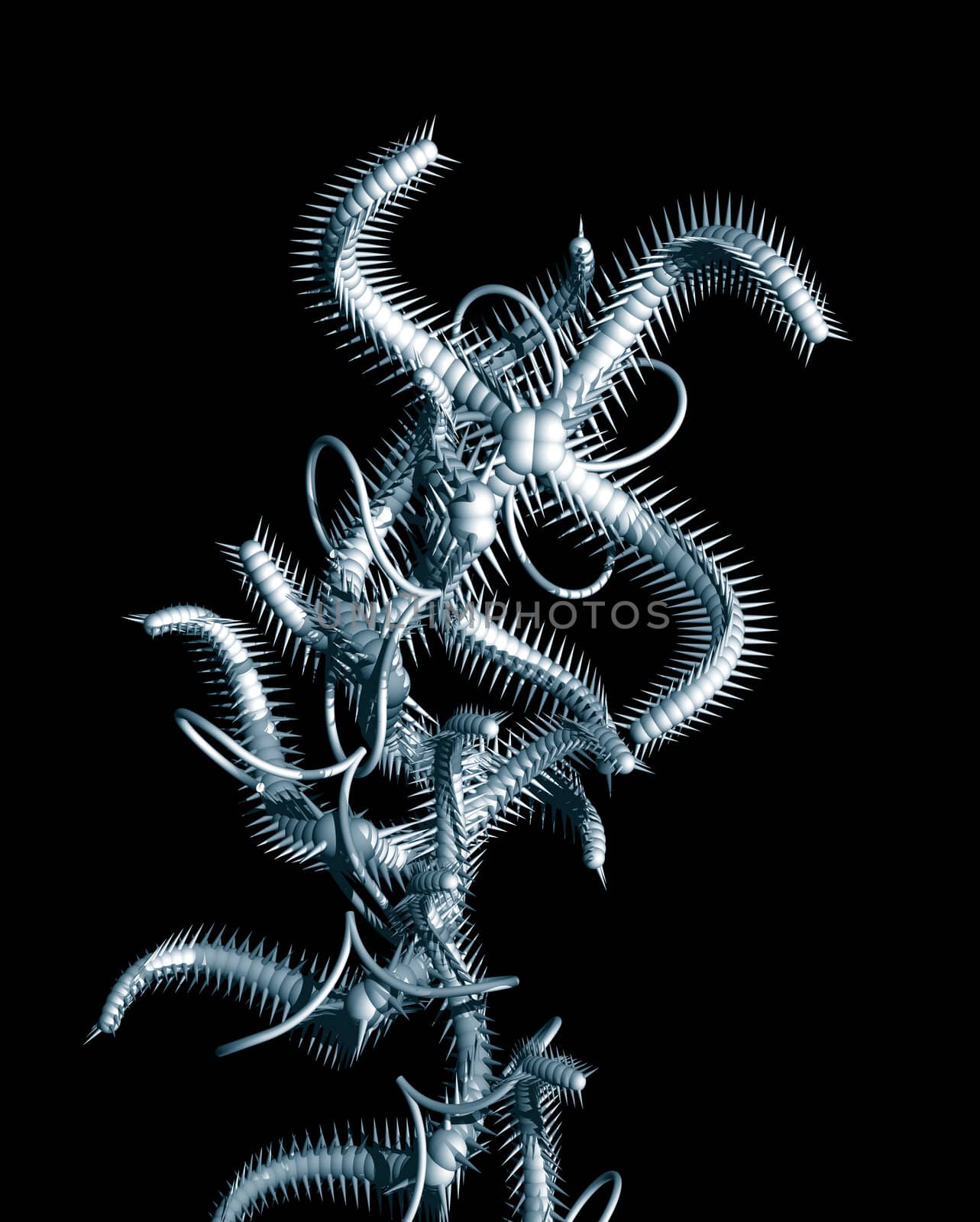 Abstract organic form on black background - 3d illustration