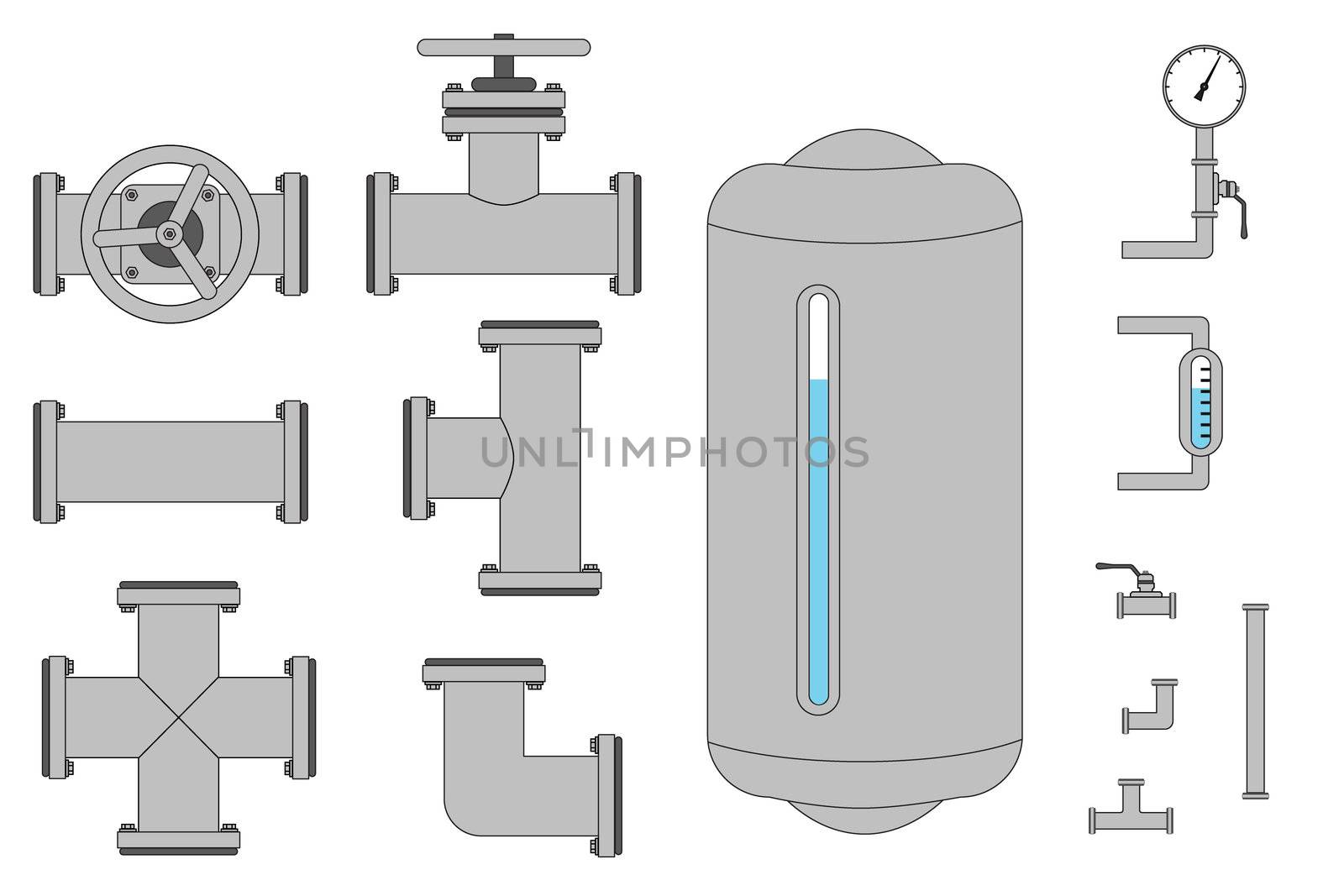 A bunch of pipe pieces that you can connect together as you wish.