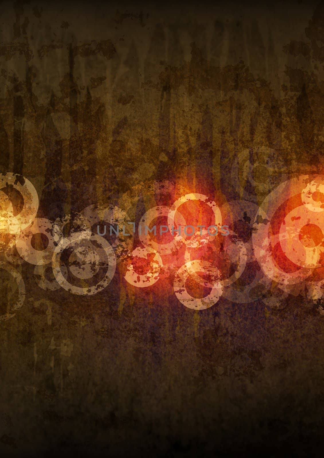 Glowing circles over a grunge background