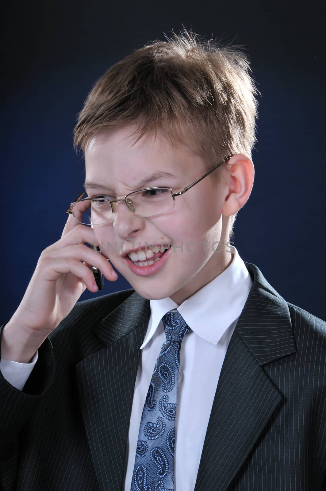 Boy in Suit on Cellphone by dyoma