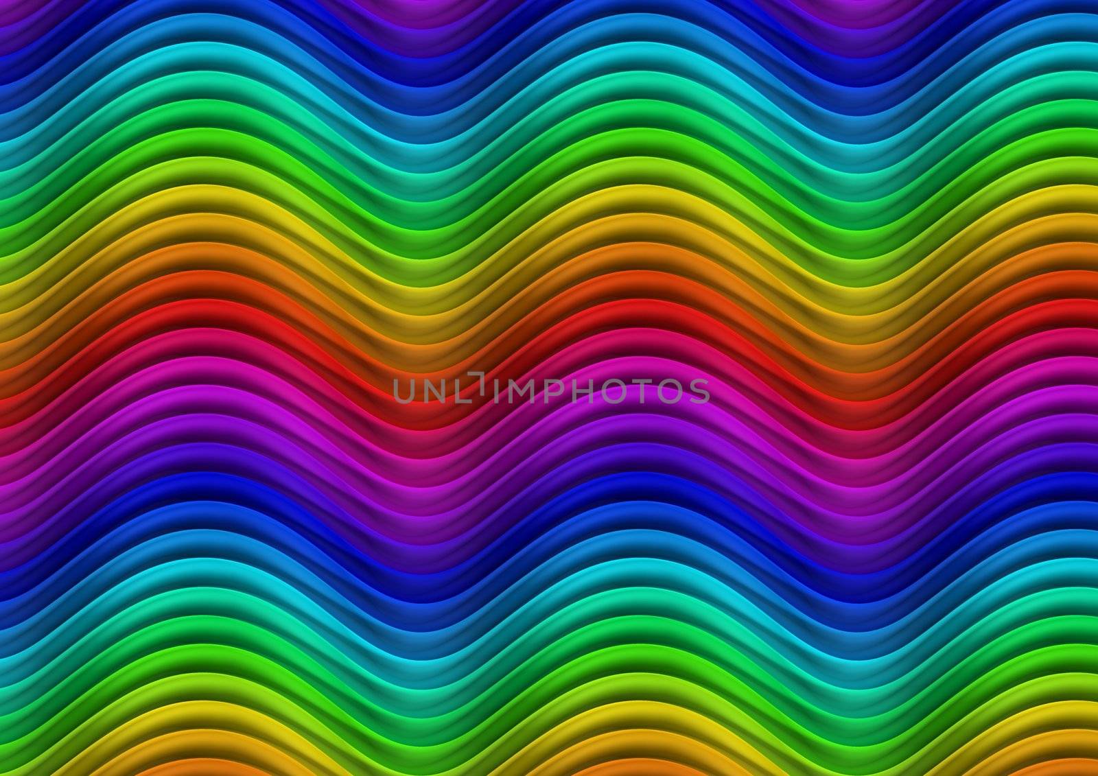 Illustrated abstract background made of wavy rainbow colours