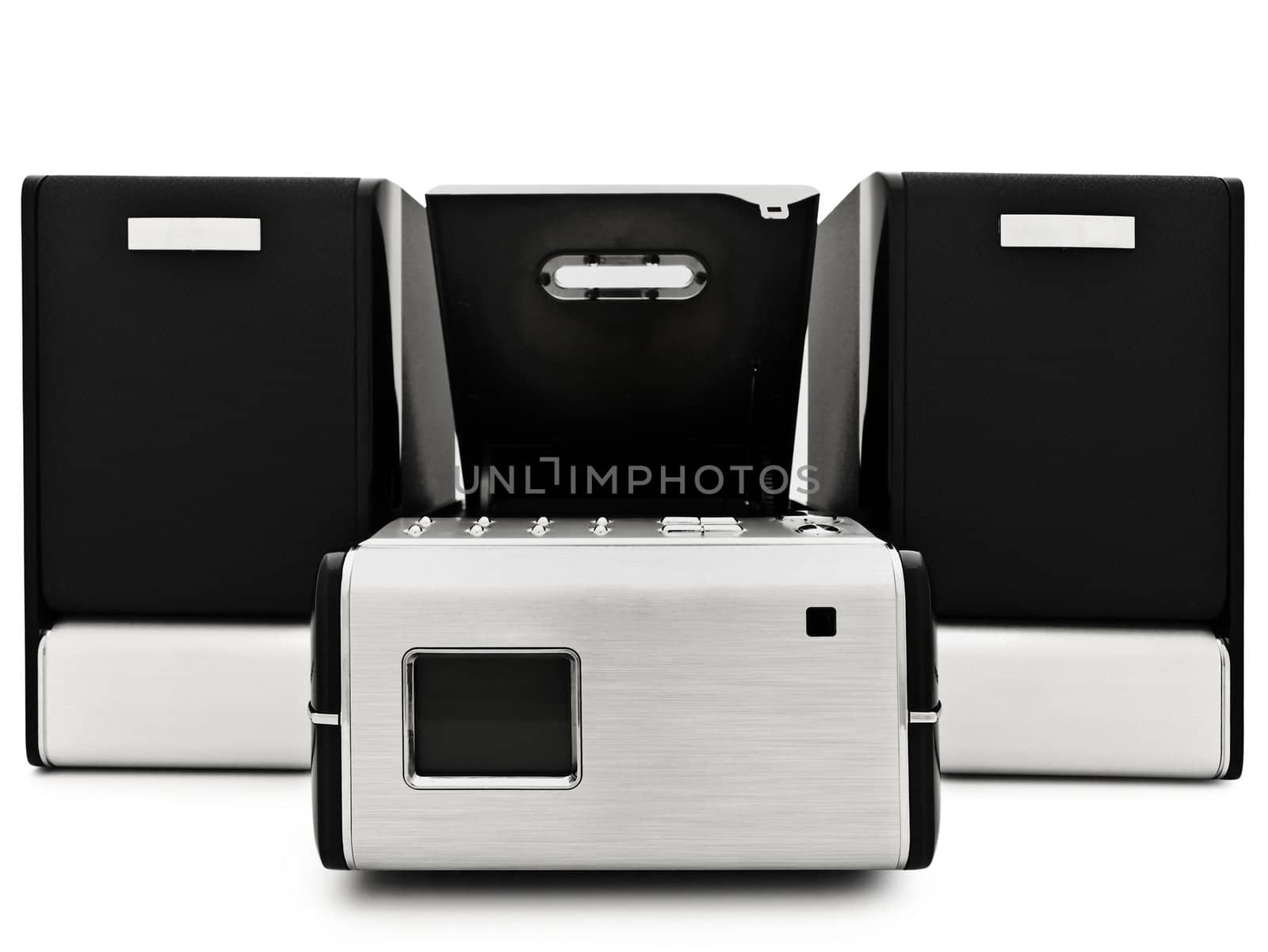 modern digital cd player against the white background