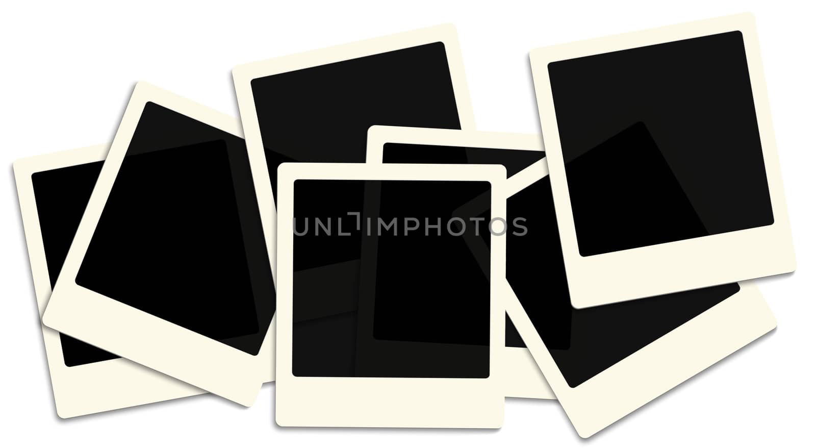 Heap of old style photo frames over white background