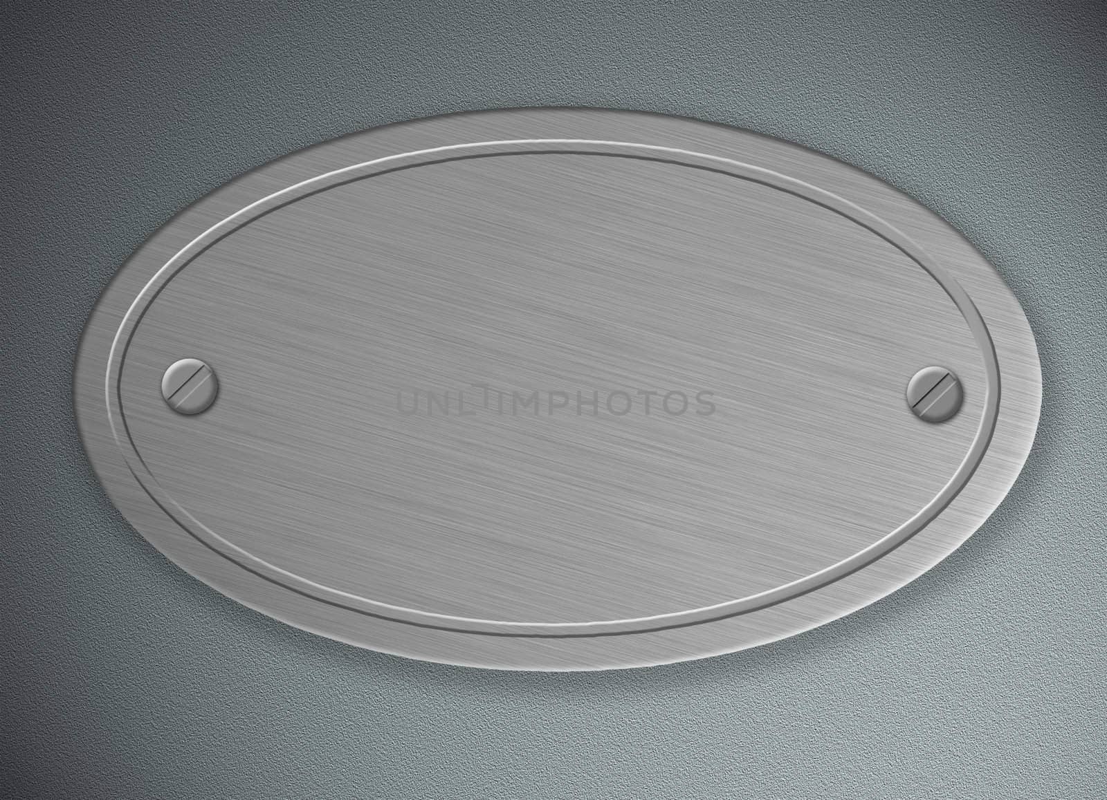 Round metallic grey frame against metal background 