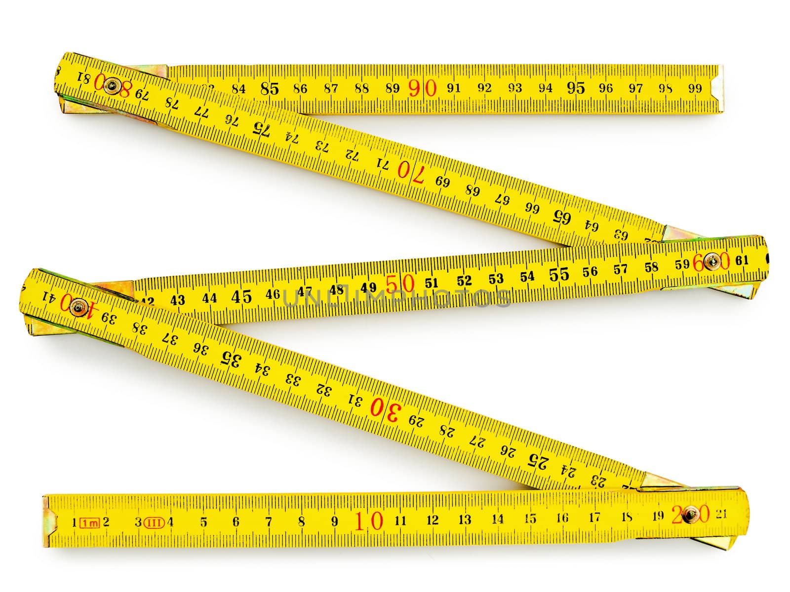 yellow wooden meter over the white background  