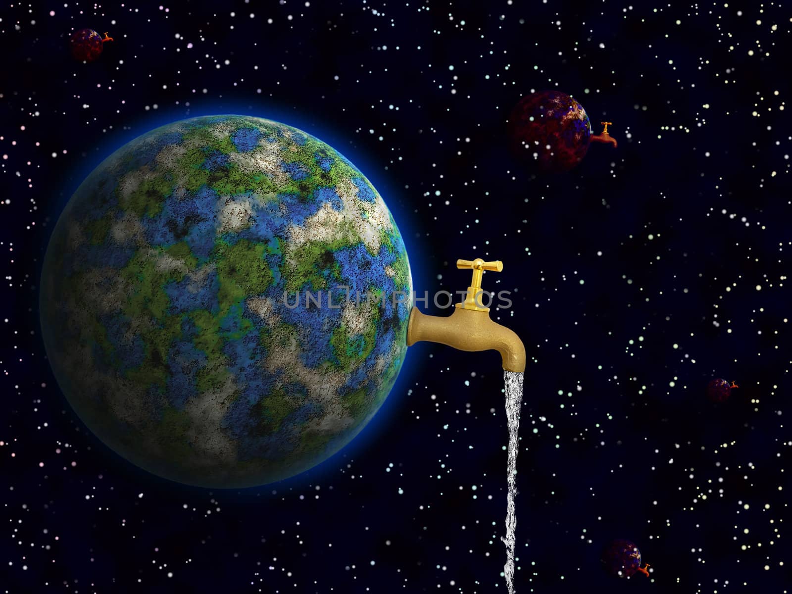 Conceptual image of earth is our water in space