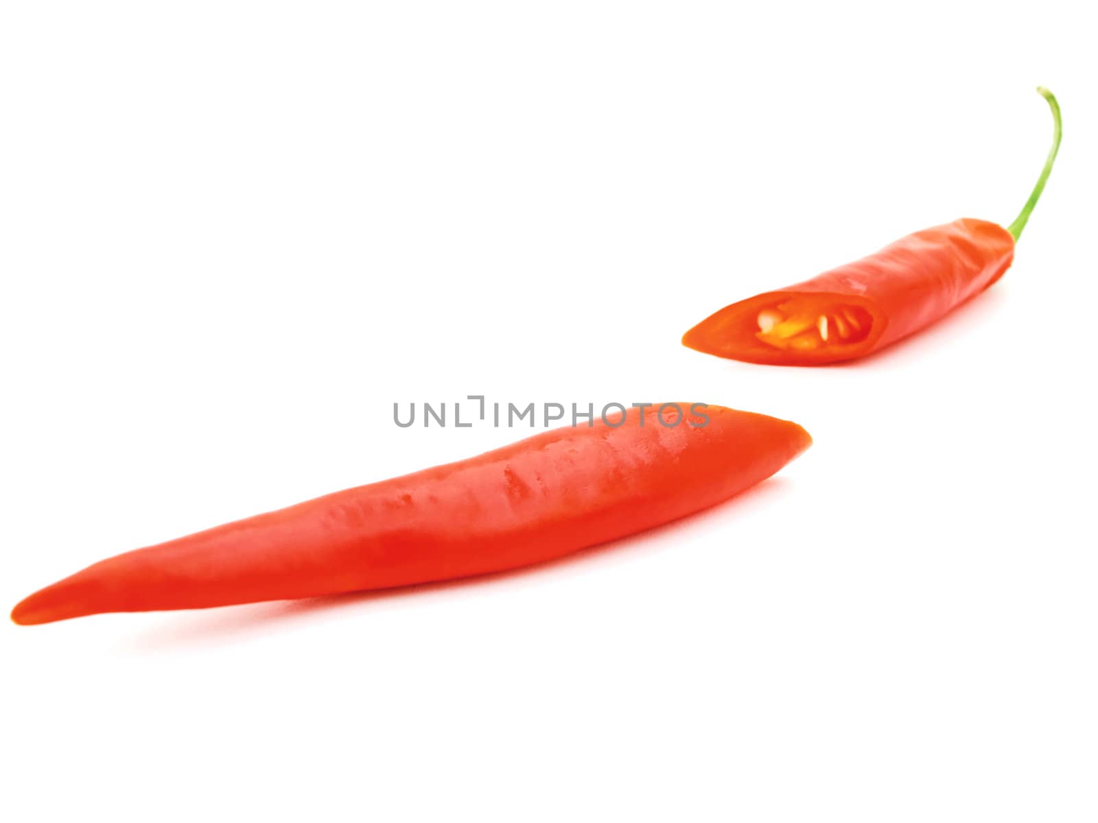 spicy pepper over white background with copyspace 