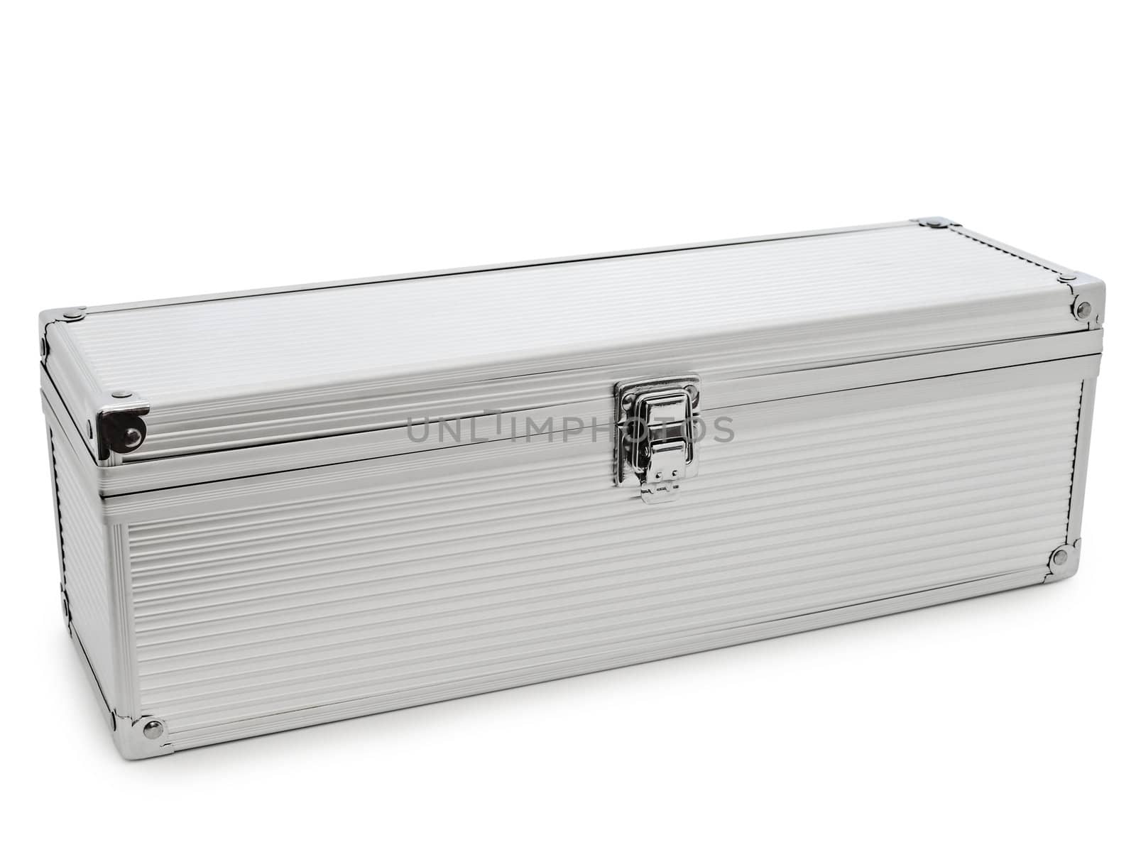 silver color aluminum box over the white background