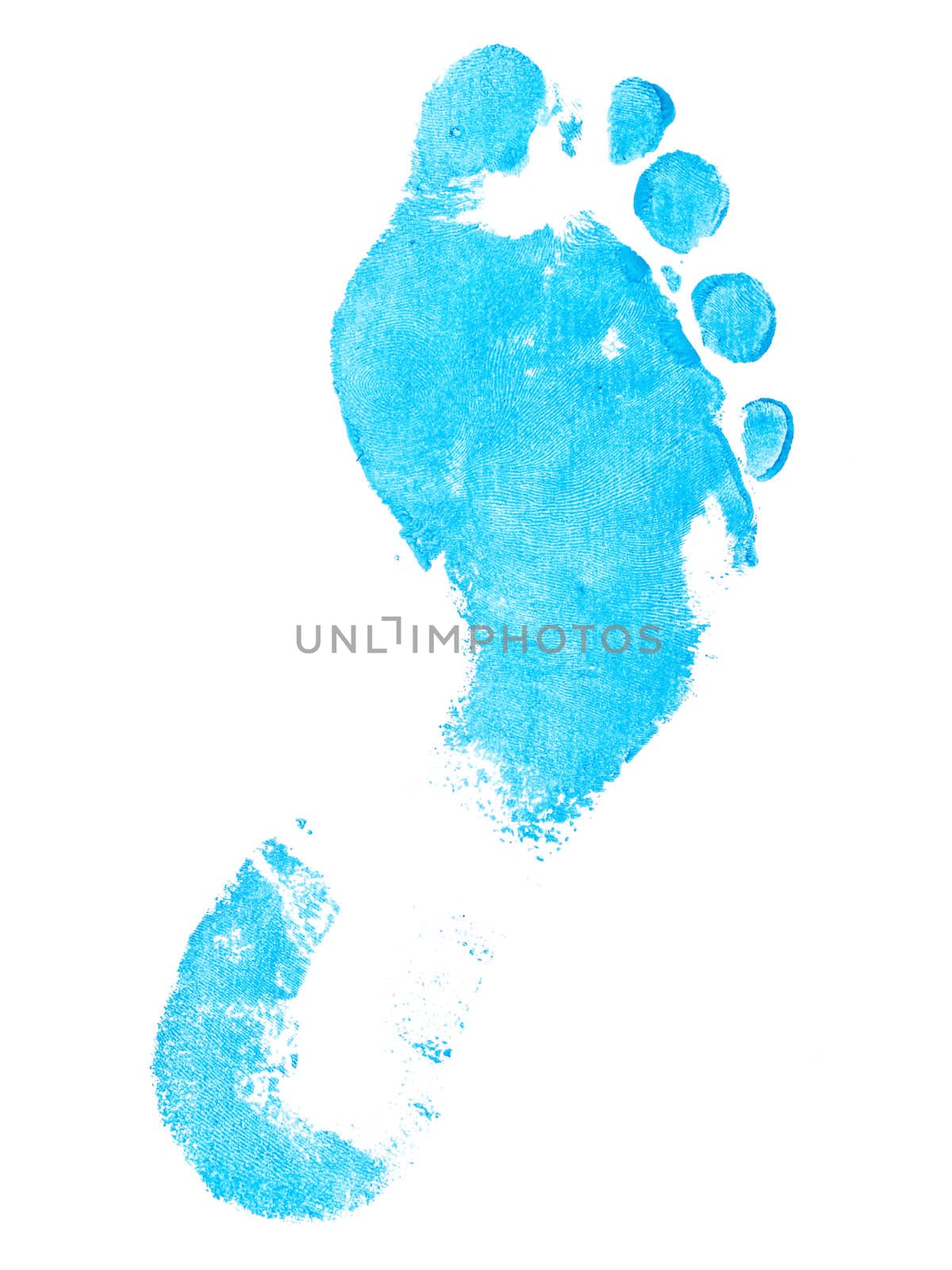 blue foot print over the white background