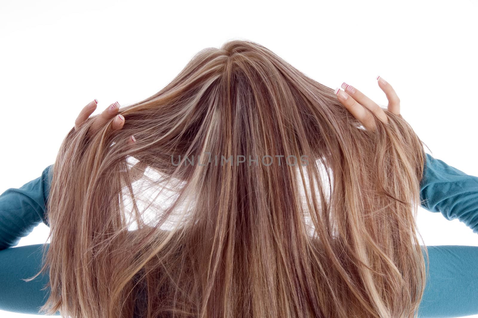hair of blonde woman on an isolated background