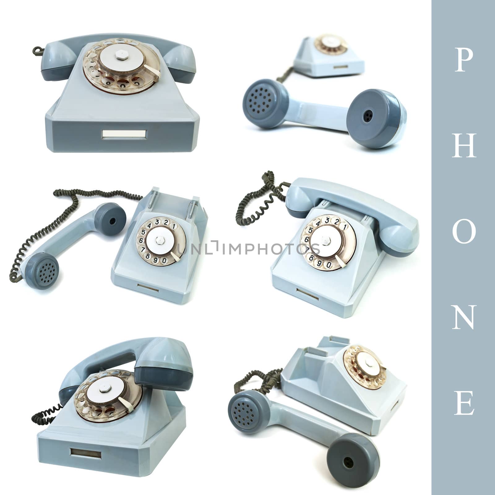 set of different phones images over white background