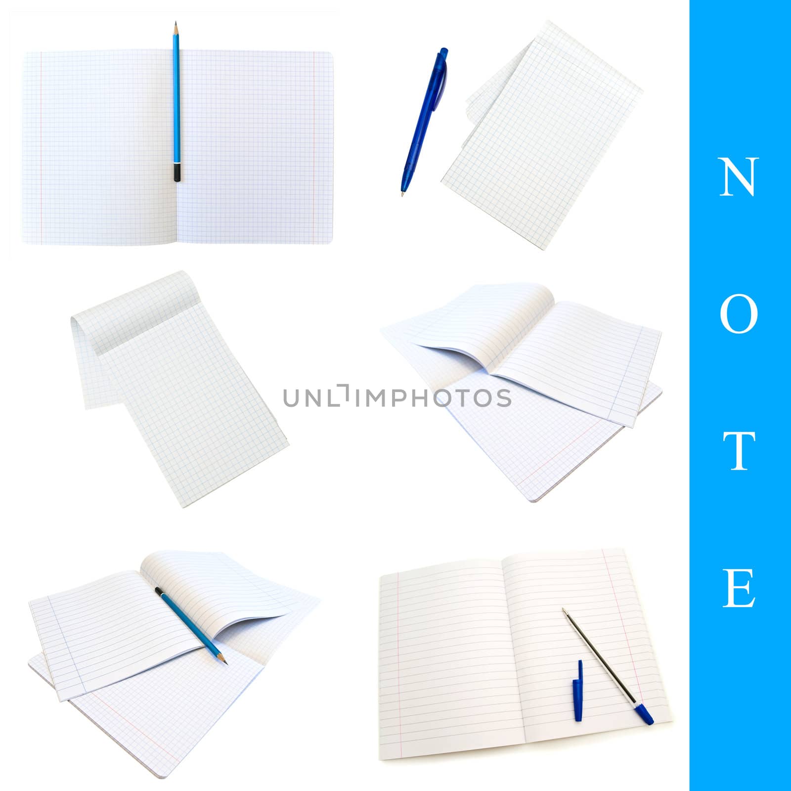 set of different notes images over white background