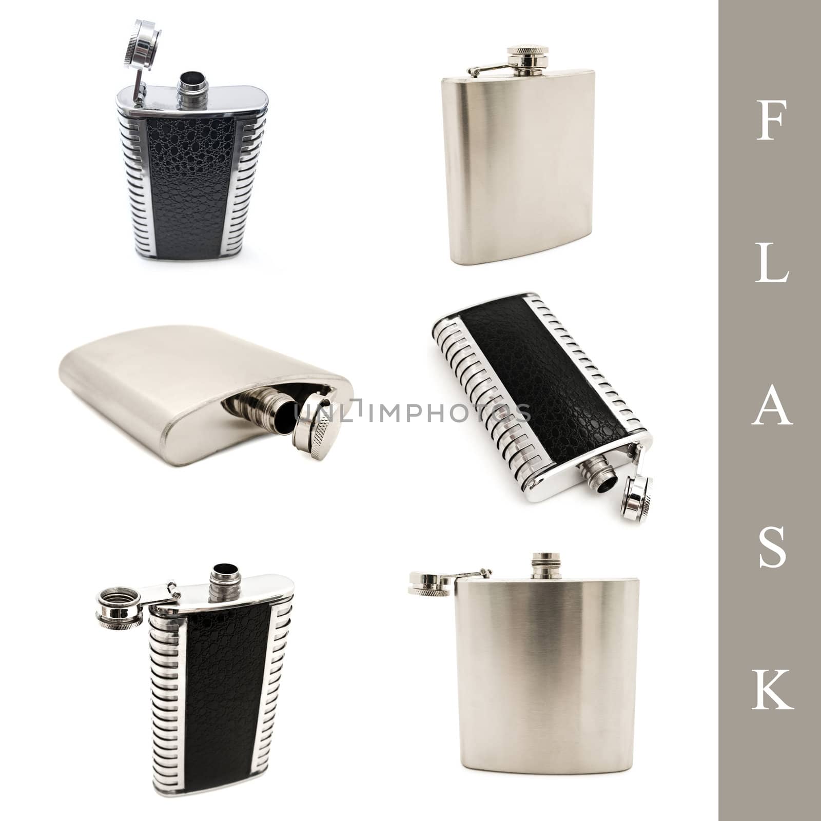 set of different flask images over white background