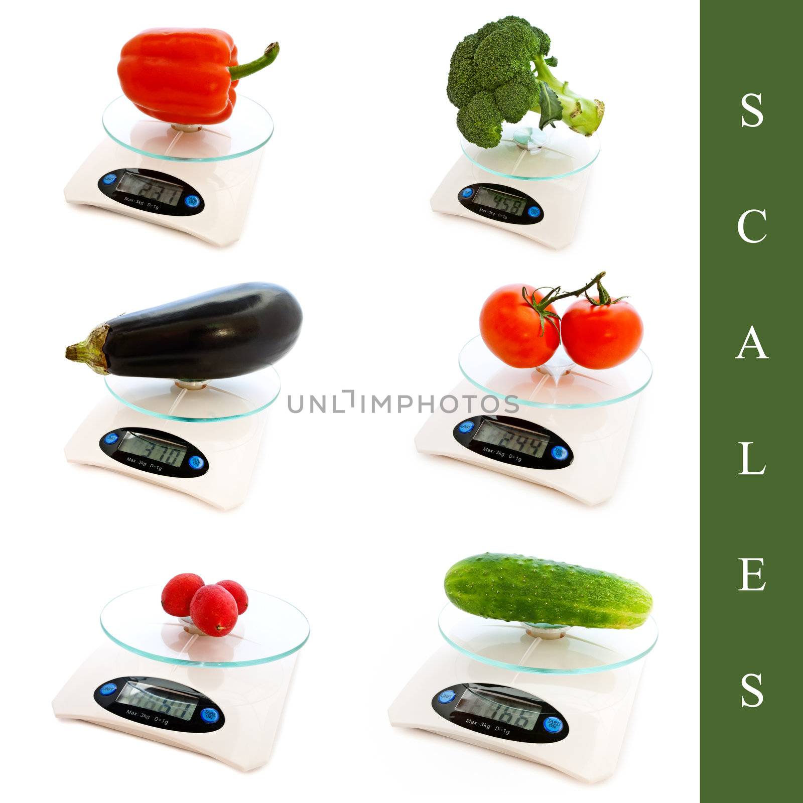 set of different scales images over white background