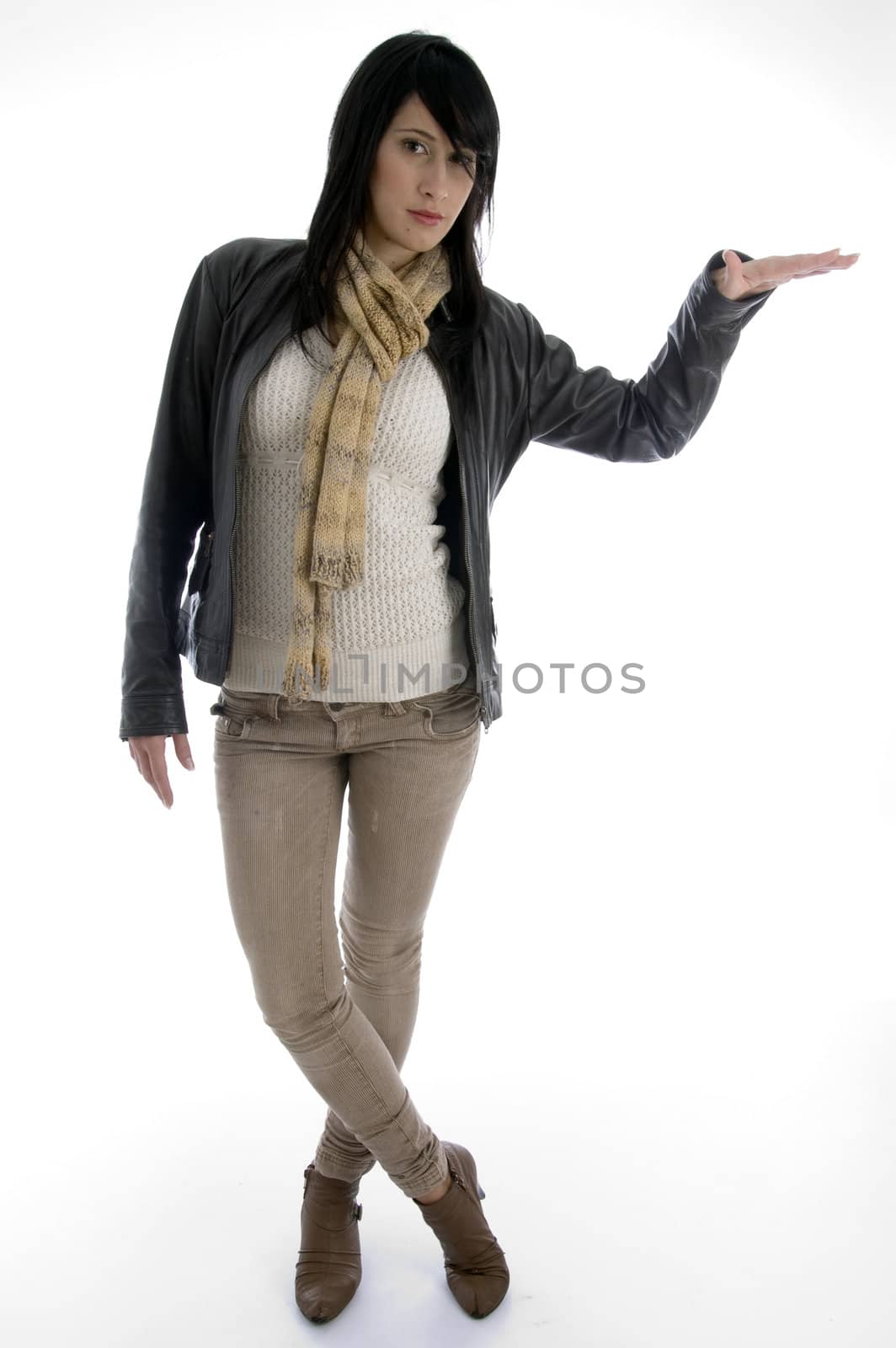 posing stylish lady with white background