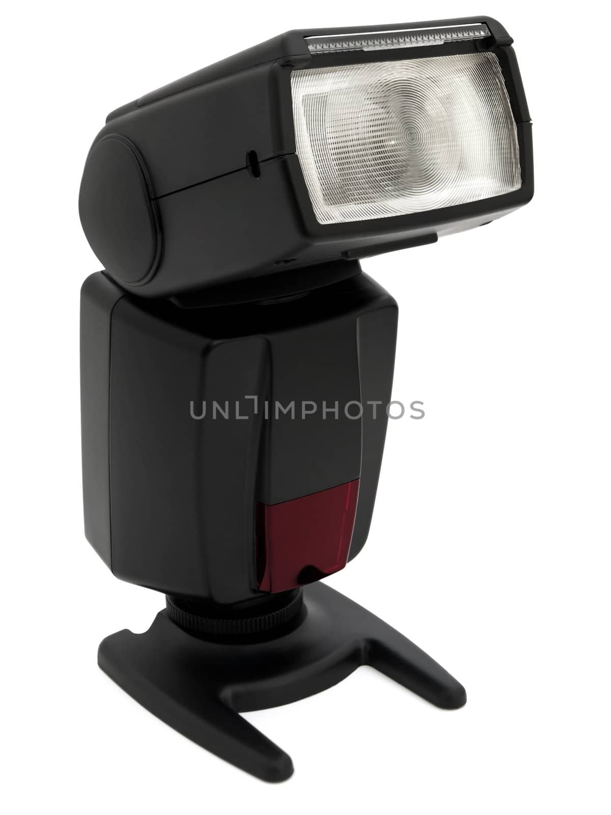Photo of flash-light over white background 